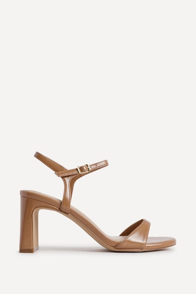 Linzi Charisma Camel Faux Leather Heeled Sandals