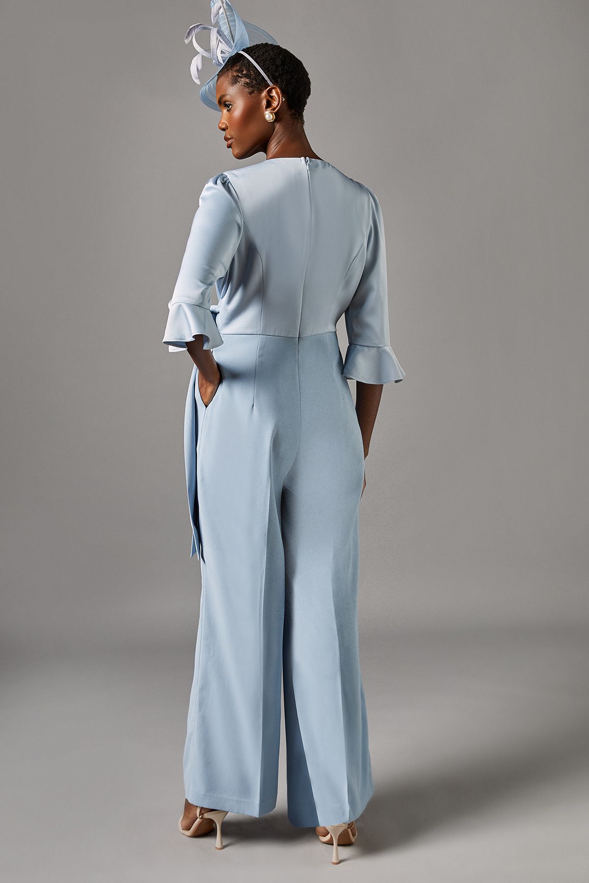 Coast Wrap Top Tie Side Jumpsuit Light Blue image 3
