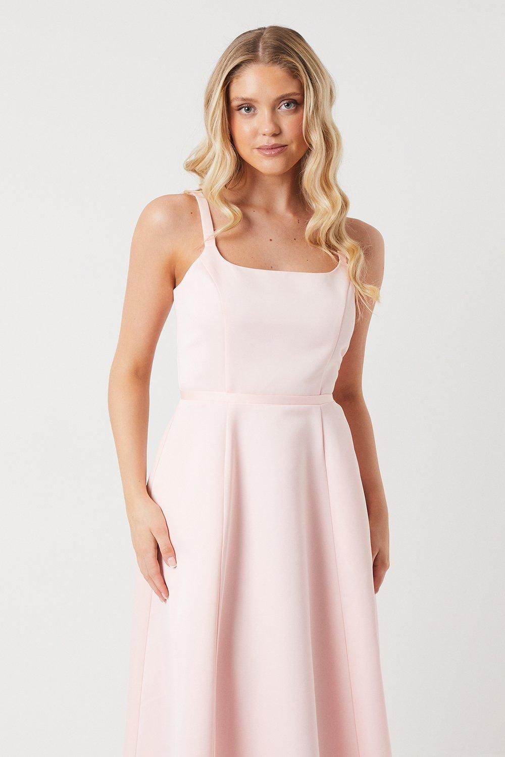 Coast Structured Satin Corset Full Skirt Bridesmaid Dress Blush image 4