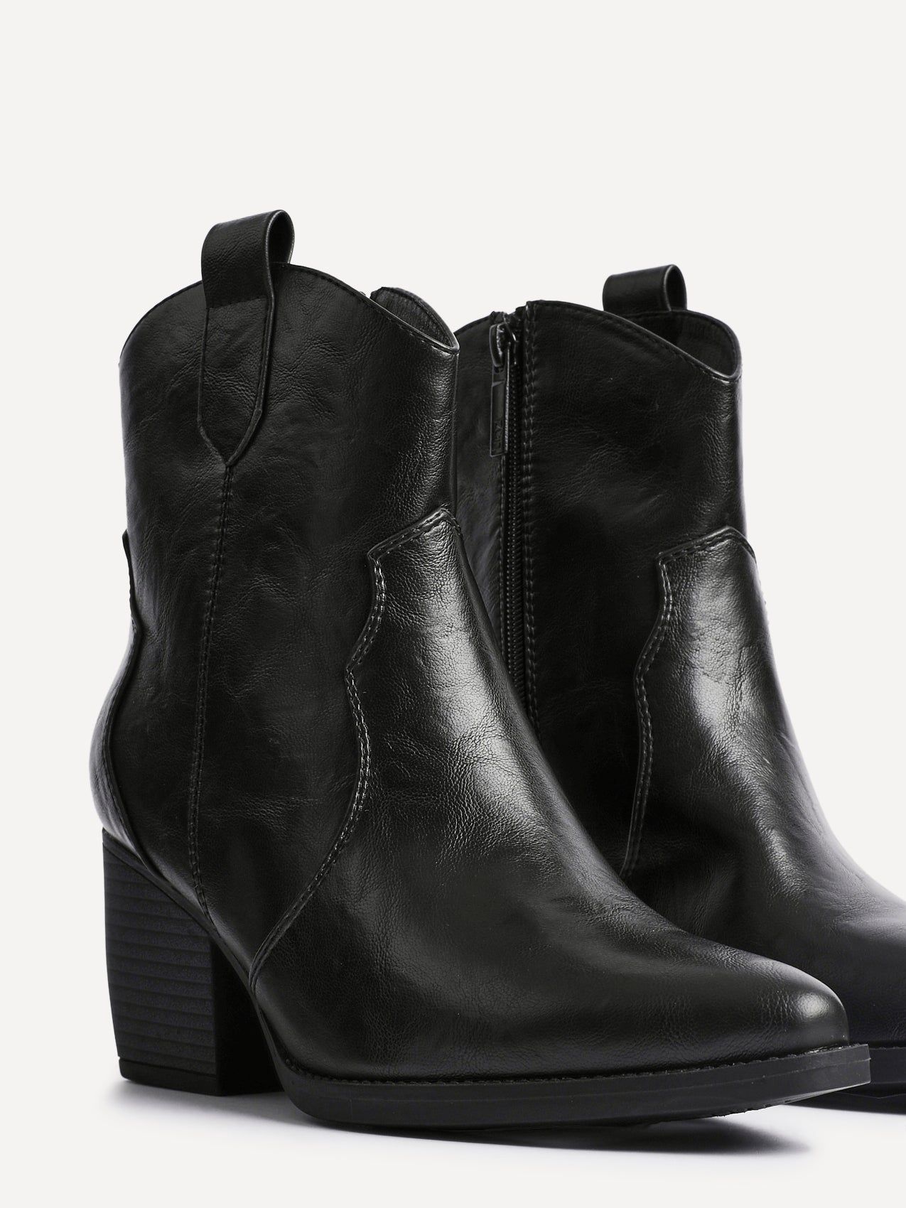 Linzi Jessie Black Faux Leather Western Ankle Boot image 4
