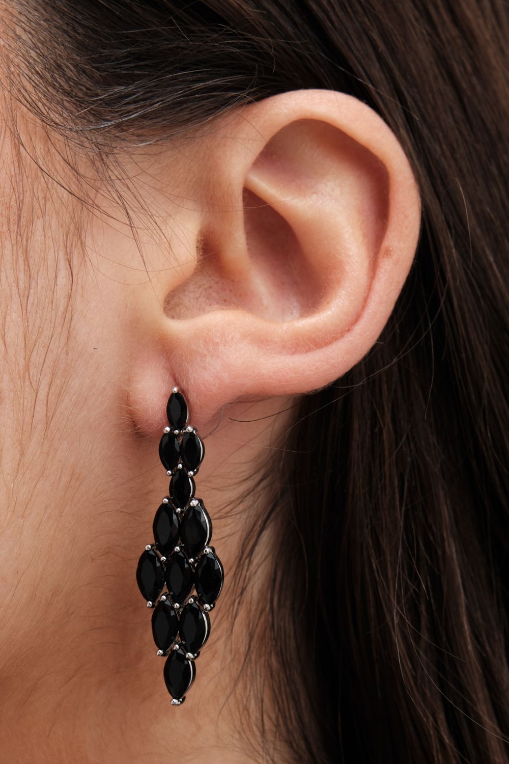 Jon Richard Rhodium Plated Black Cubic Zirconia Statement Earrings image 2