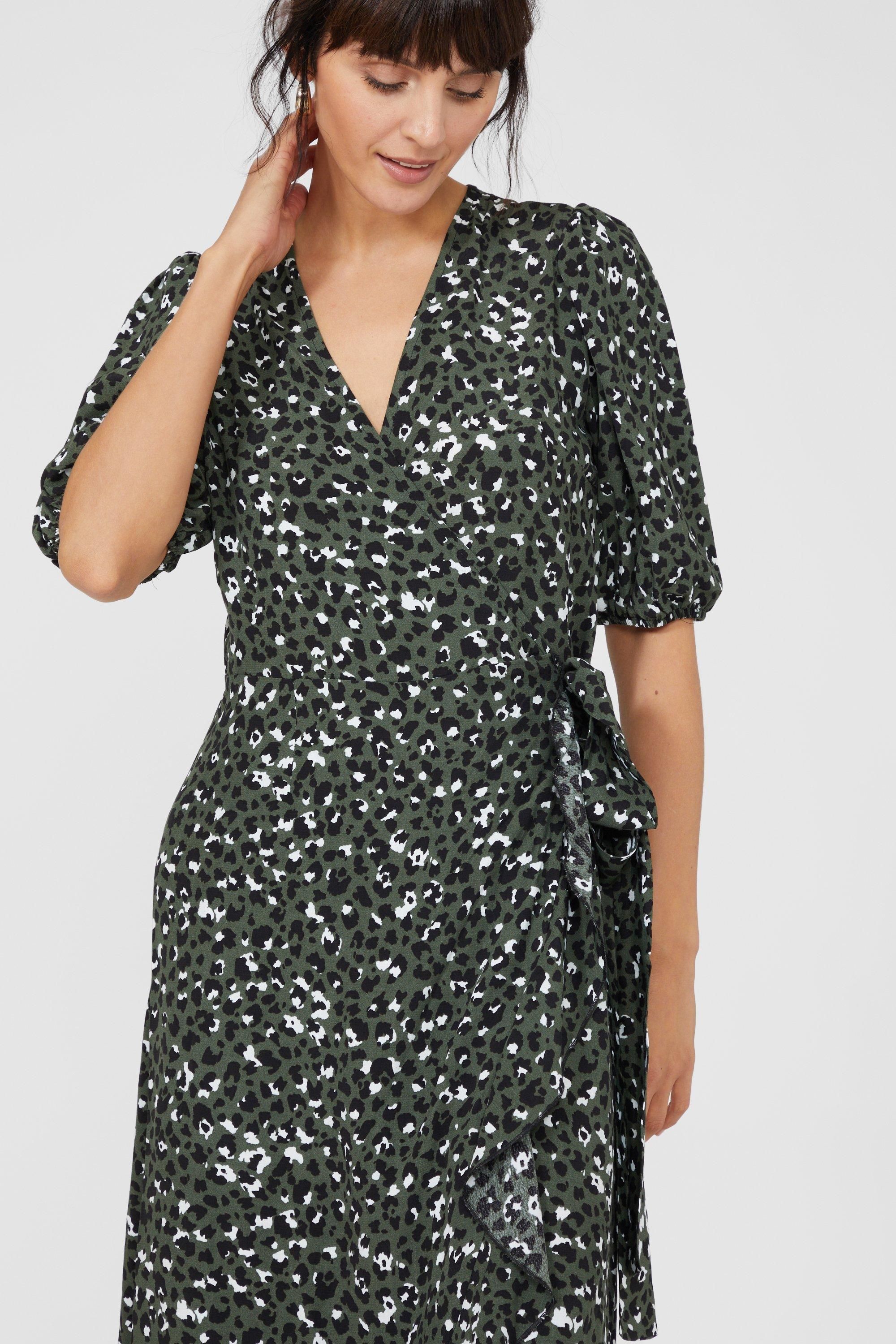 Principles Petite Wrap Ruffle Hem Midi Animal image 3