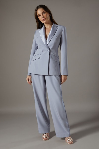 Coast Satin Twill Panel Trouser Grey Blue