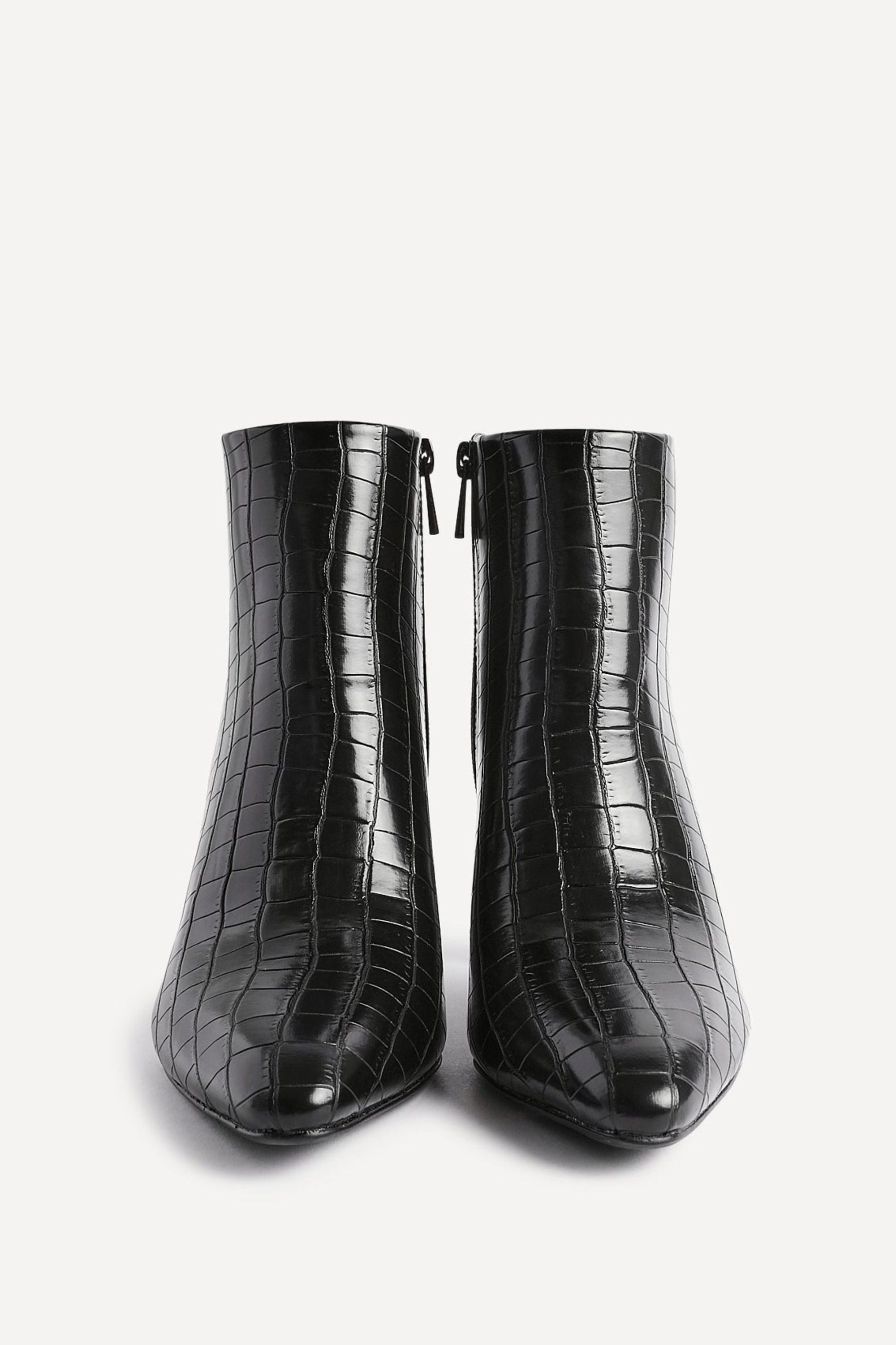 Linzi Alisha Black Faux Croc Leather Heeled Ankle Boot image 4