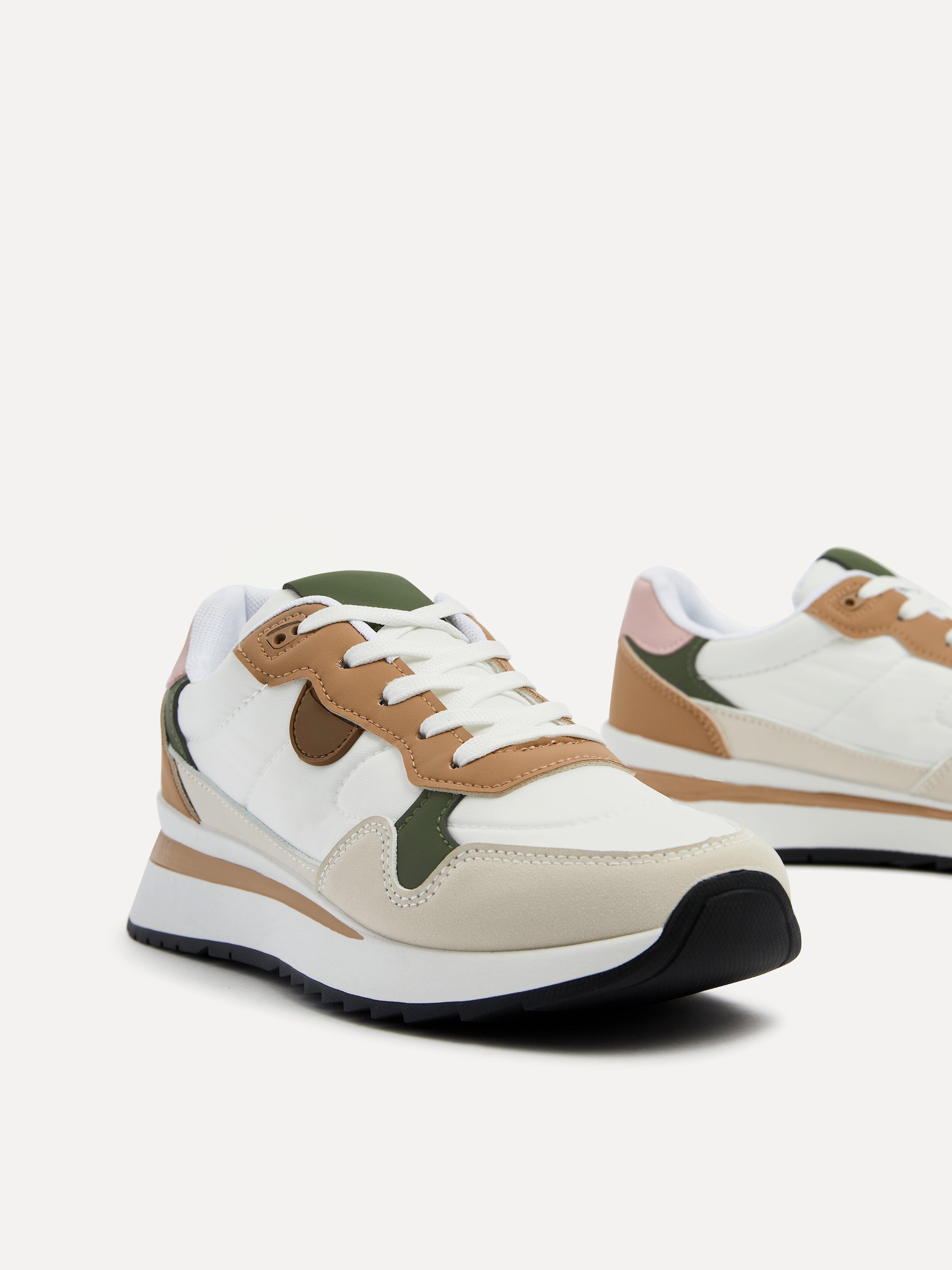 Linzi Clapham Beige Two-Tone Wedged Trainer image 5