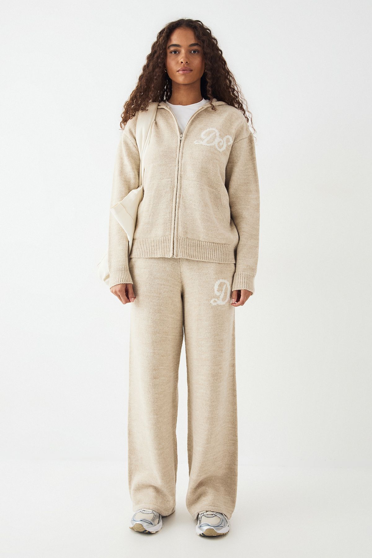 DSGN Studio DSGN Studio Knitted Zip Through Hoodie Oatmeal image 5