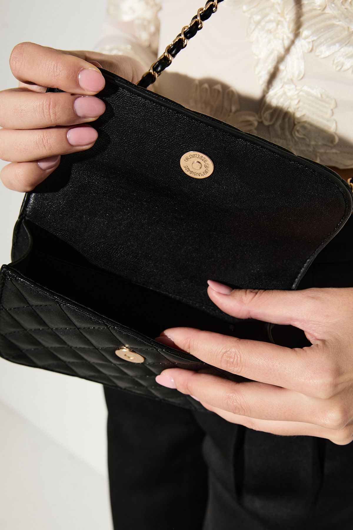 MissPap Faux Leather Mini Quilted Flap Bag Black image 3