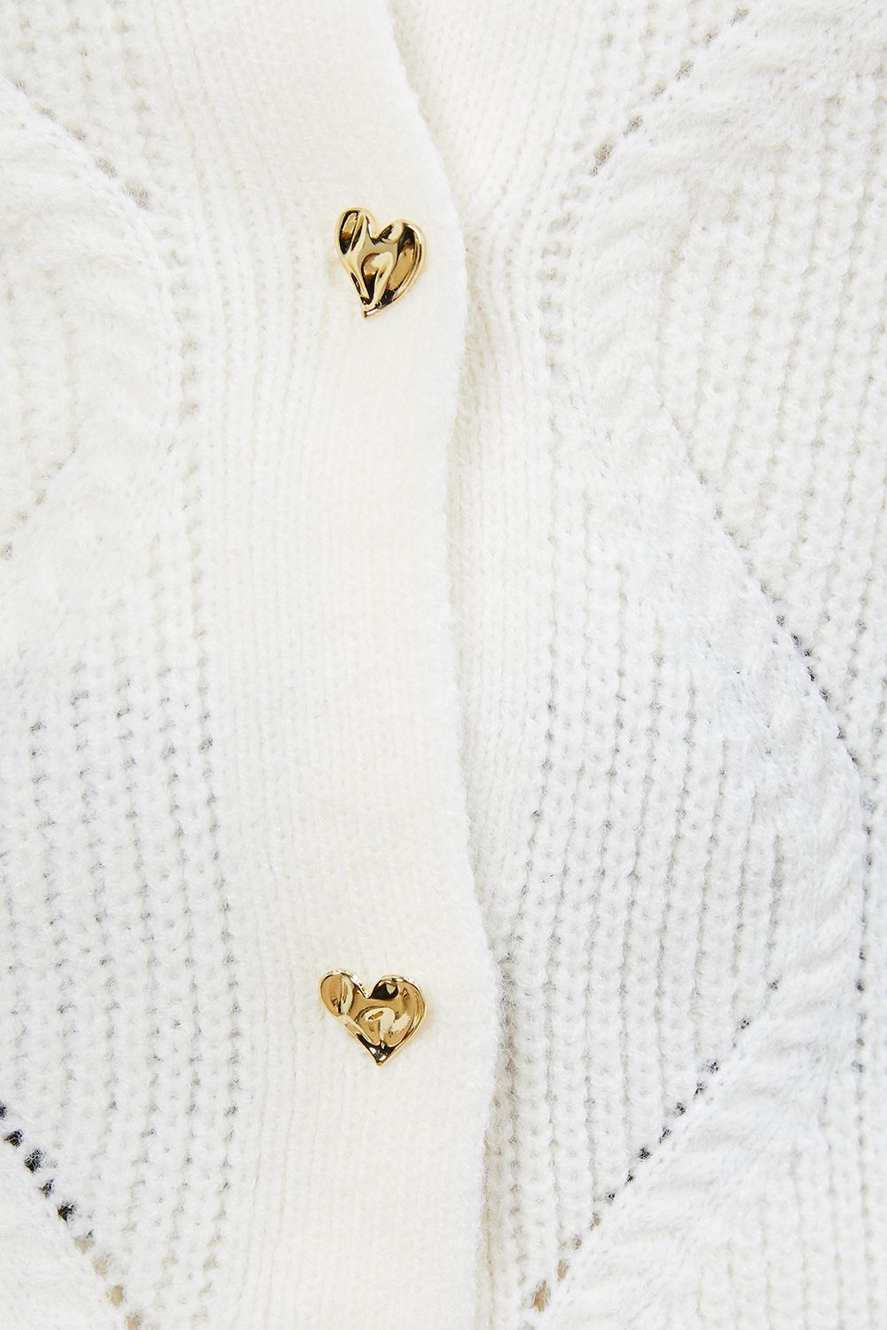 Oasis Pointelle Knitted Cardigan With Heart Buttons Ecru image 5