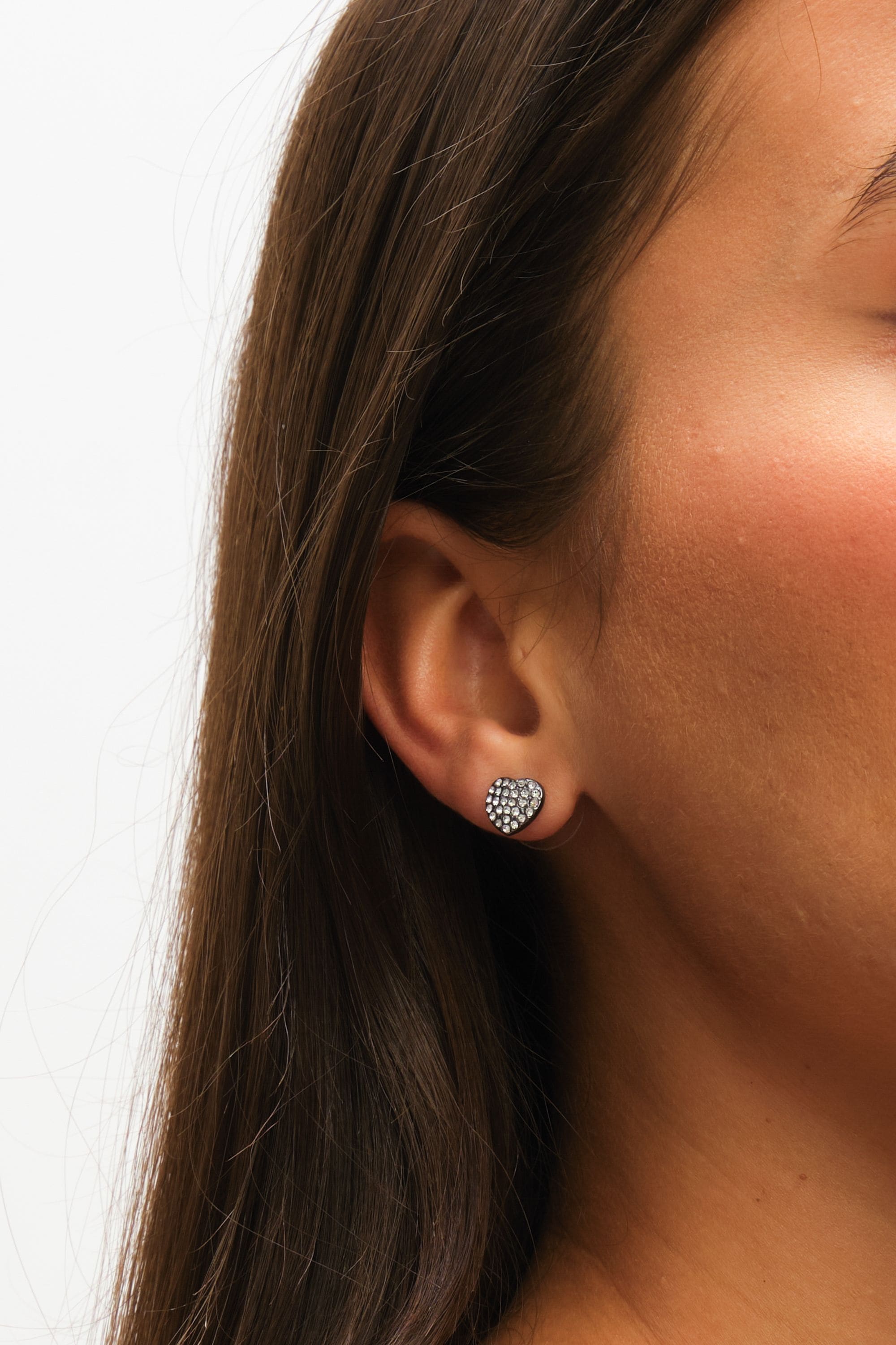 Mood Mixed Plated Crystal Heart Stud Earrings - Pack of 3 image 2