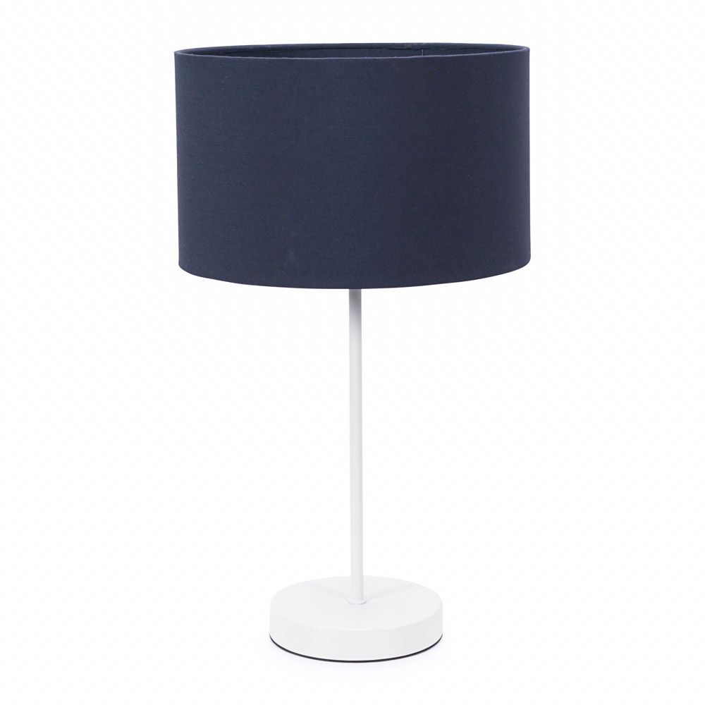 ValueLights Charlie White Metal Single Stem Table Lamp with Fabric Drum Lamp Shade image 2