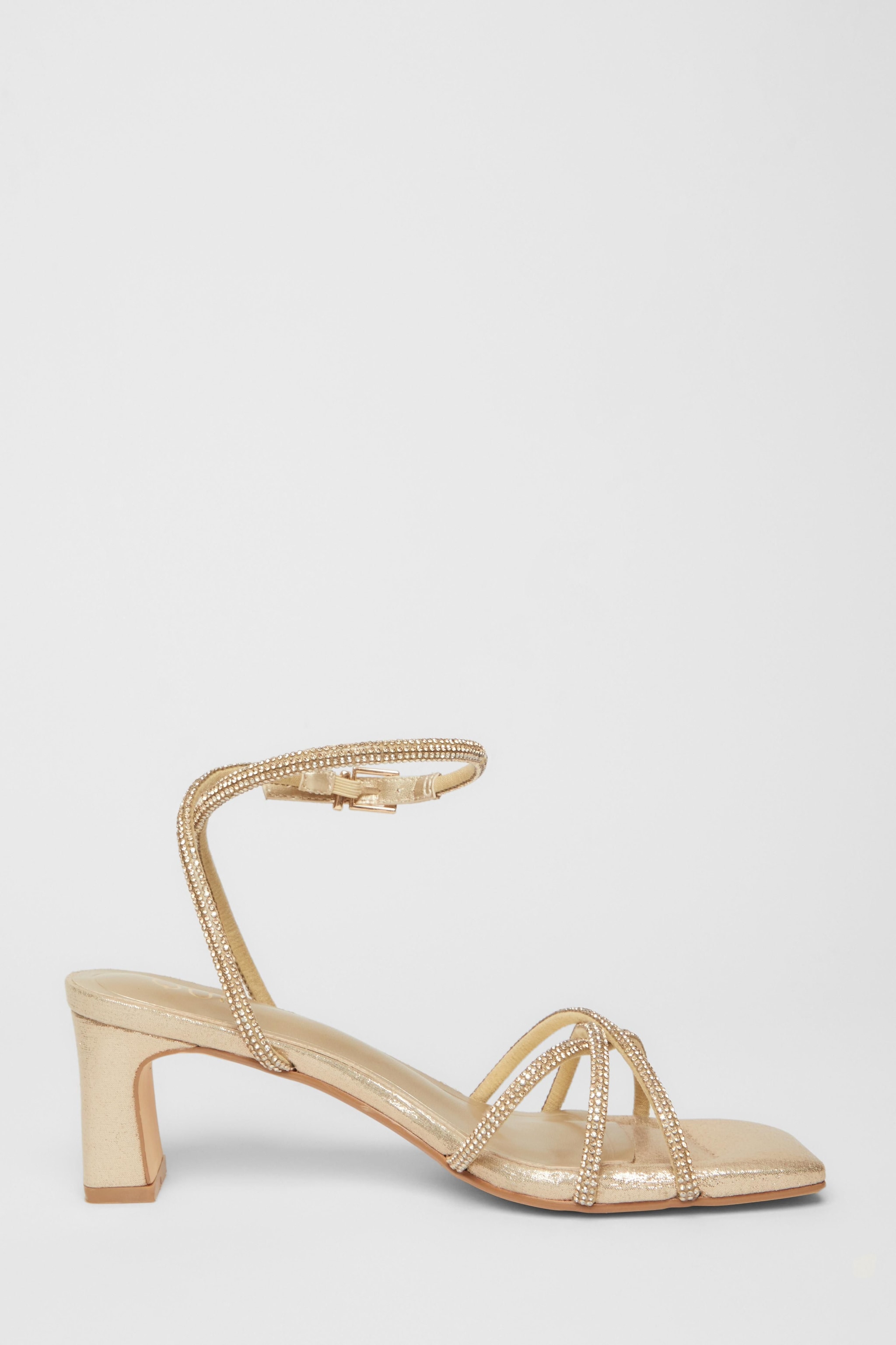 Quiz Gold Diamante Strap Block Heels image 5