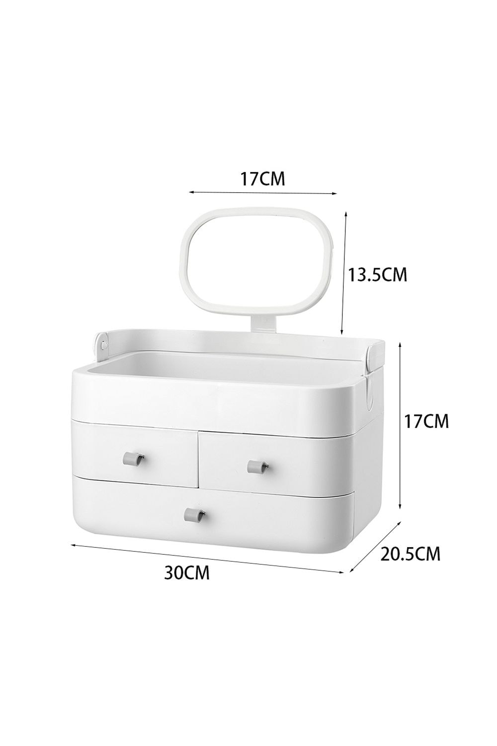 Living and Home 3 Drawers Modern Makeup Organizer with Mirror image 5