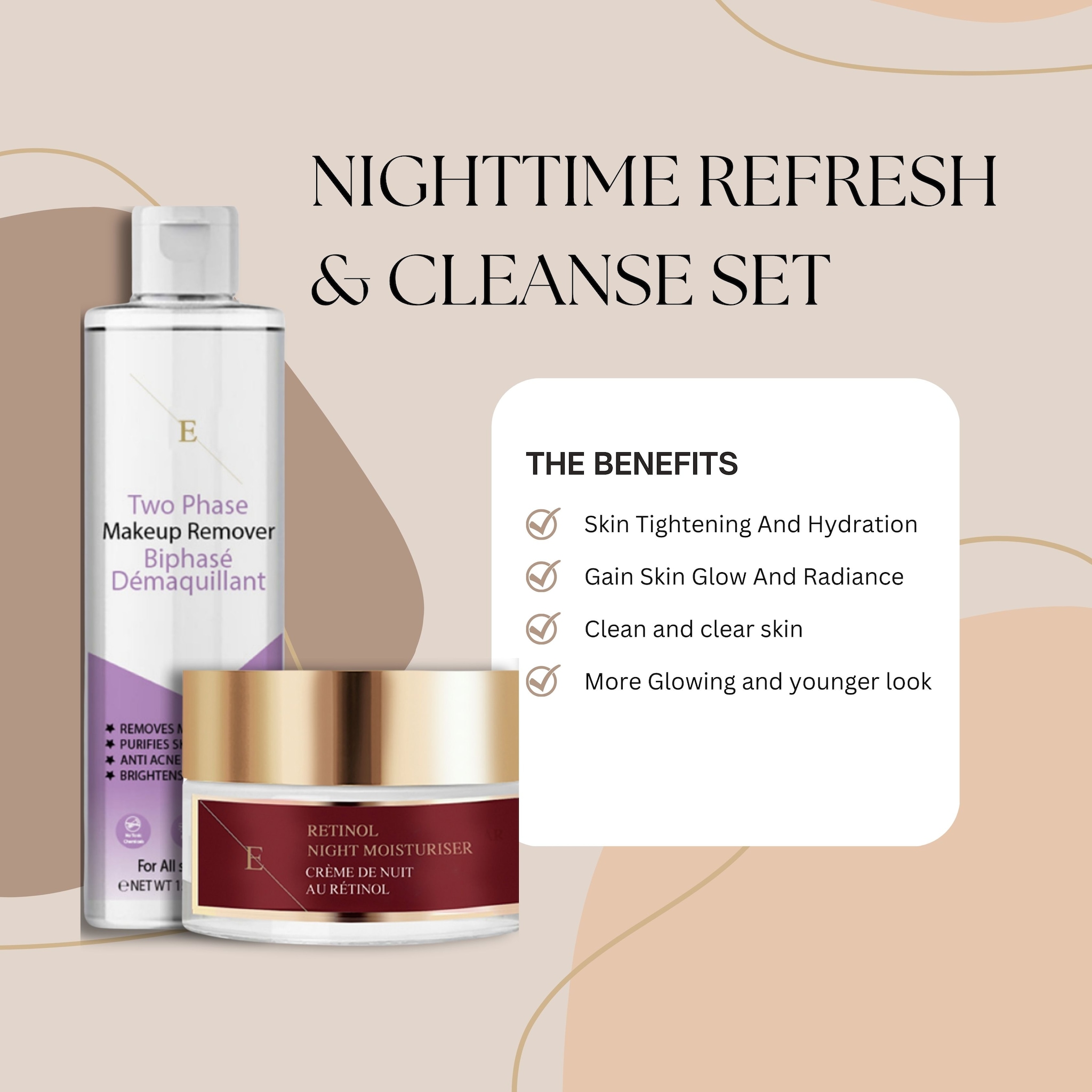 Erth Skin London Retinol Night Moisturiser 50ml + Two phase Makeup remover 150 ml image 2