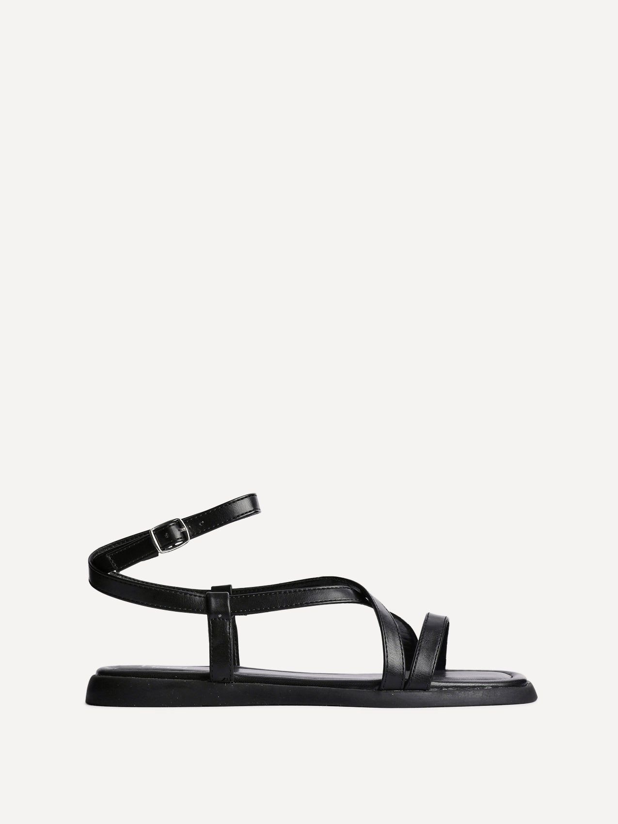 Linzi Valor Black Strappy Flat Sandals