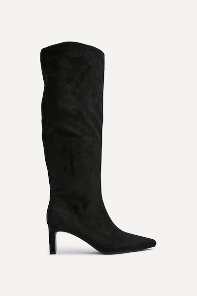Linzi Uptown Black Faux Suede Knee High Boot