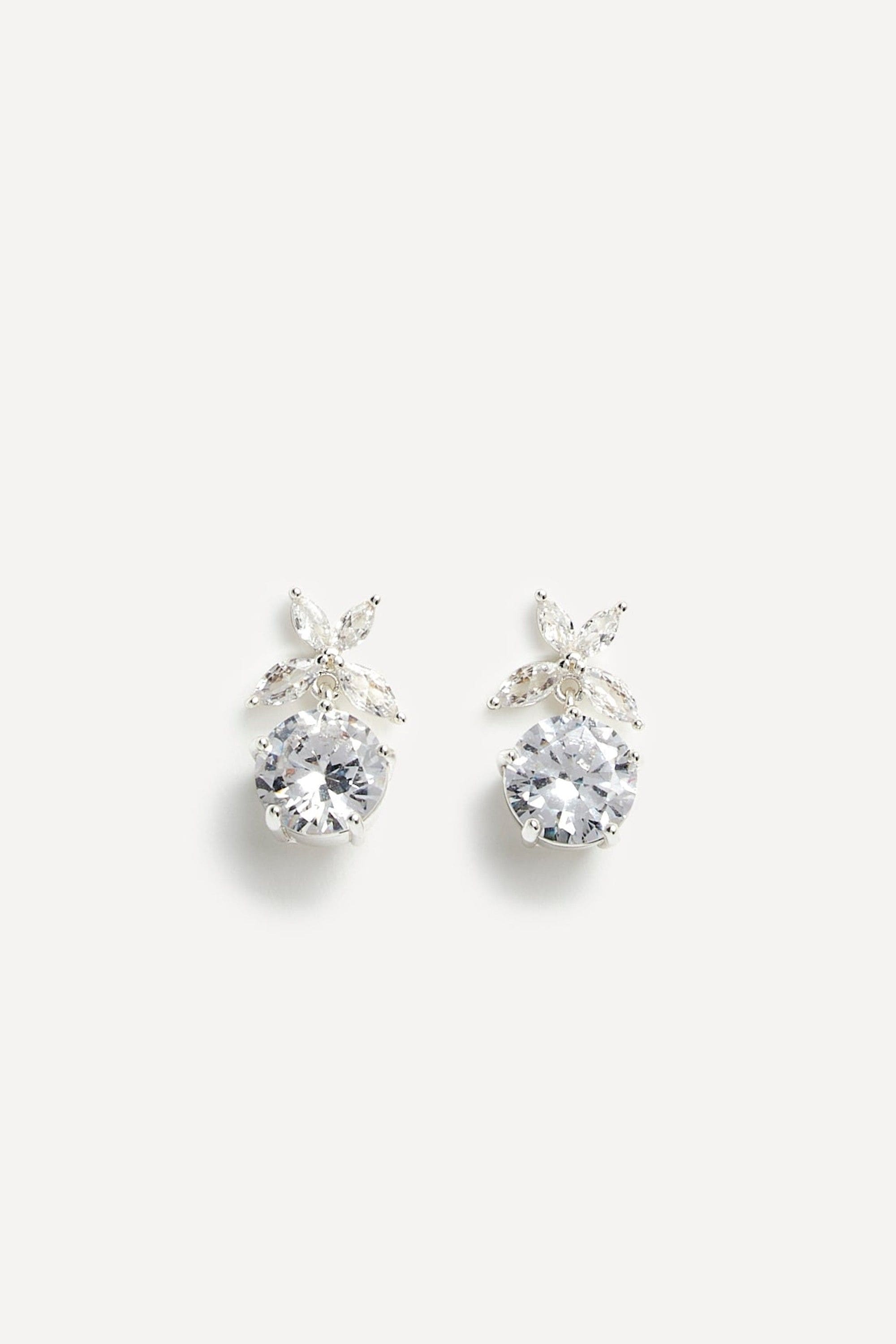 Linzi Bloom Silver Crystal Drop Earrings image 3