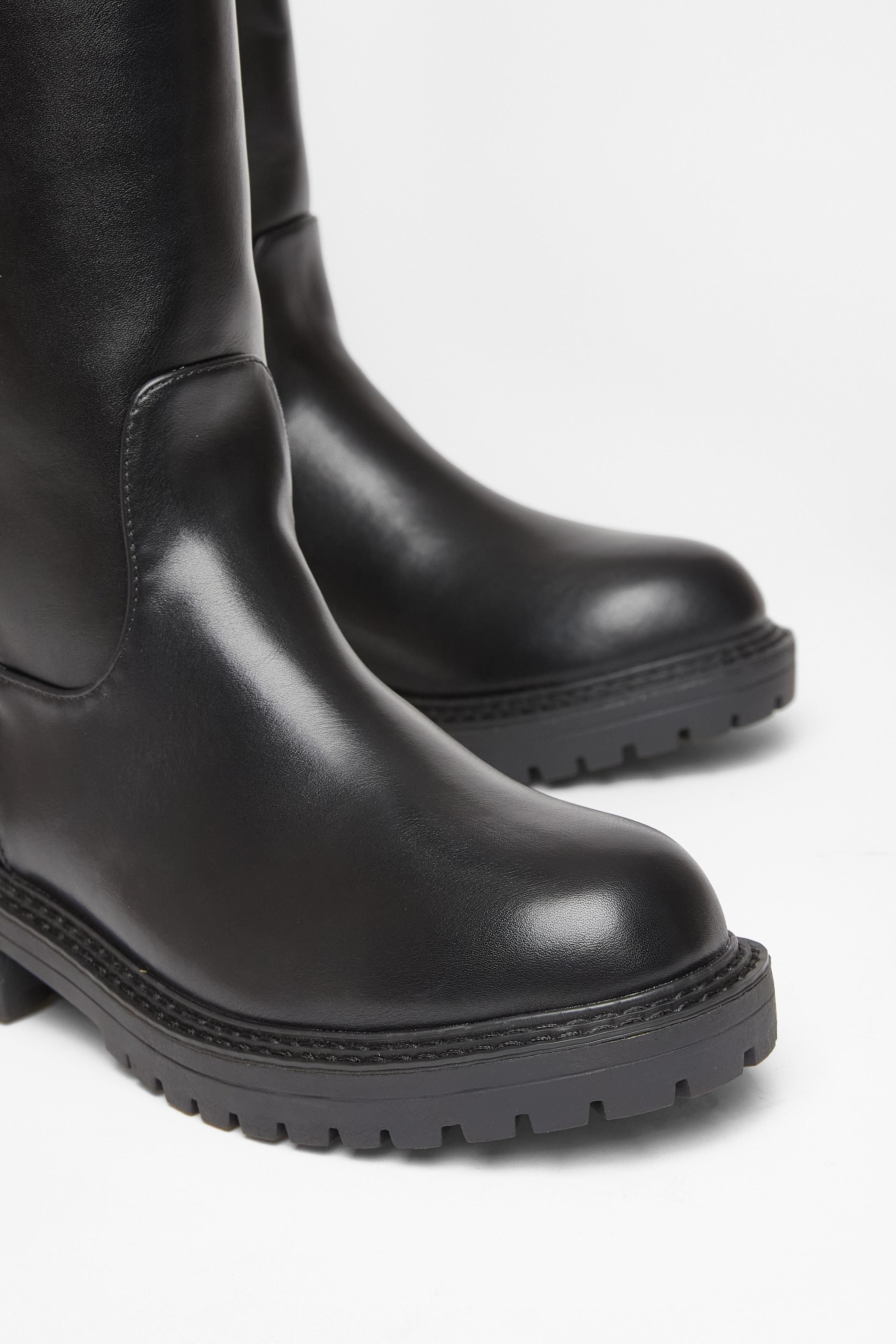 Quiz Black Wide Fit Chunky Knee High Boots image 4