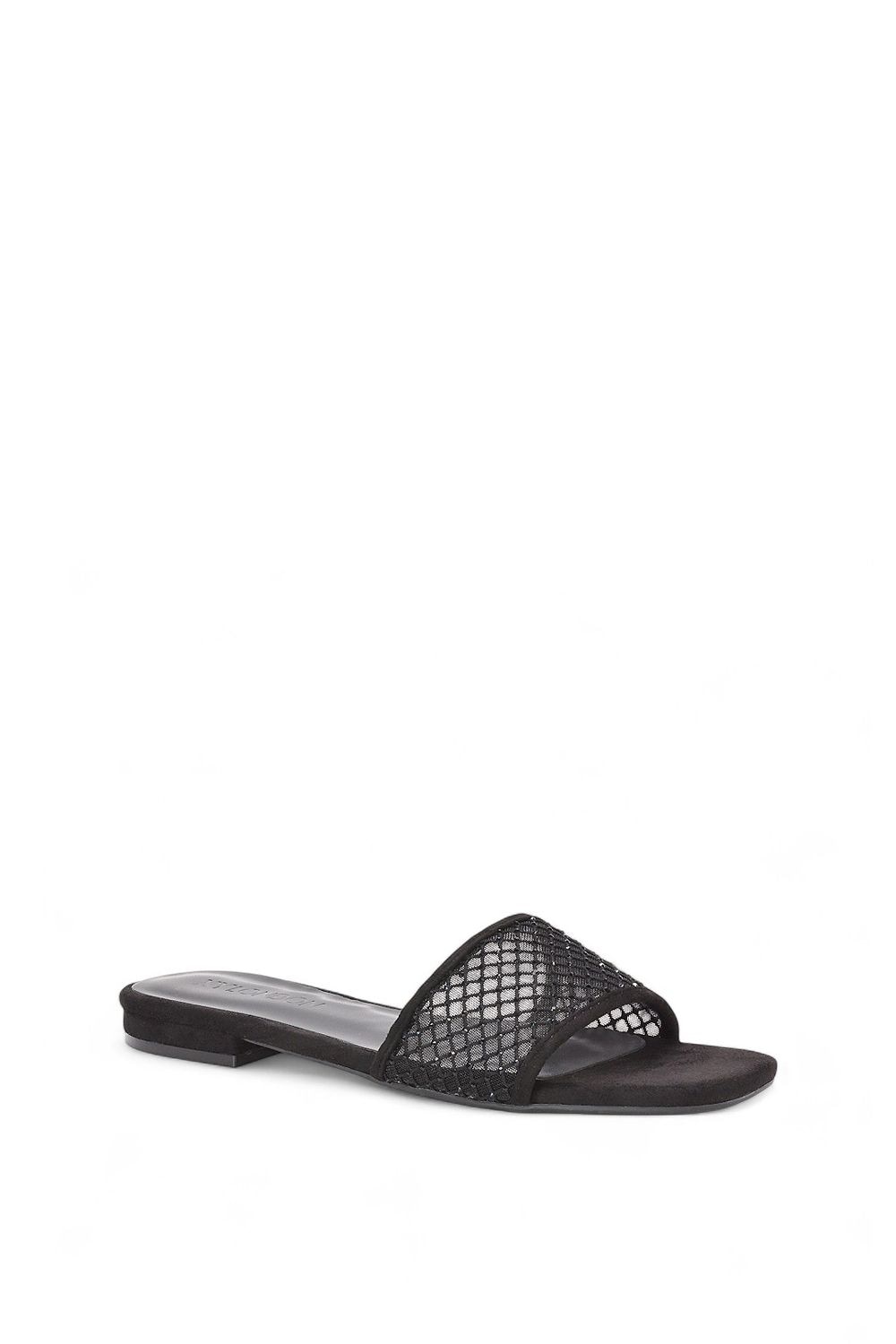 XY London 'Gabrielle' Flat Slip On Open Toe Diamante Slider Mule Sandals image 2