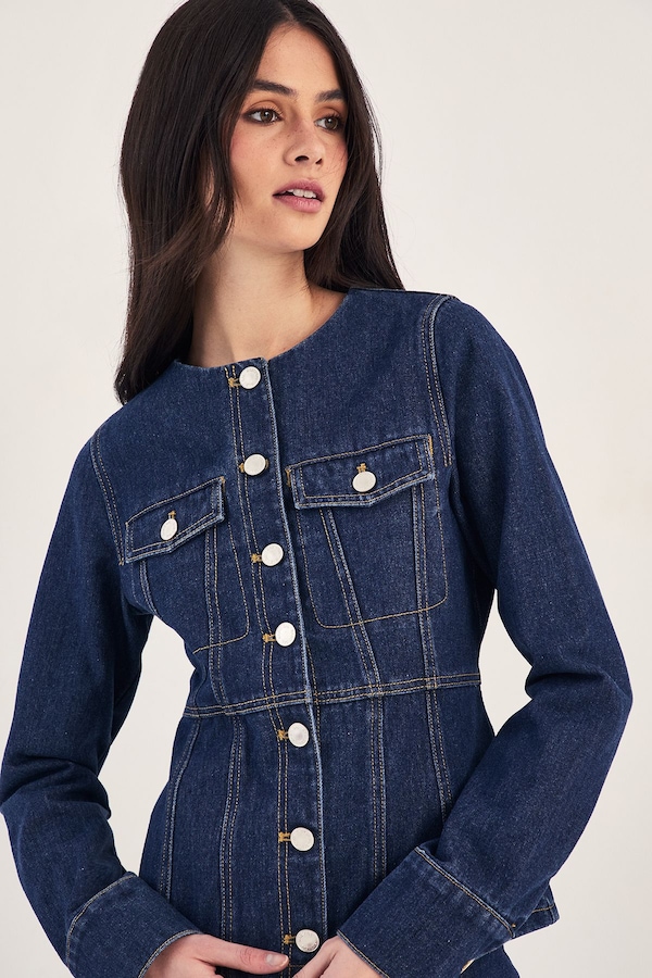 NastyGal Utility Tailored Denim Top Indigo