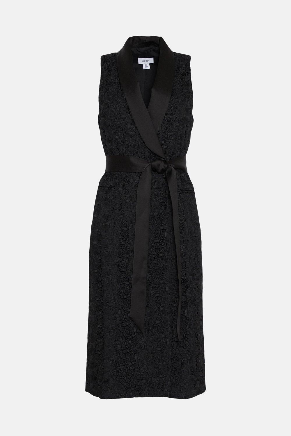 Coast Lace Wrap Tuxedo Midi Dress Black image 4