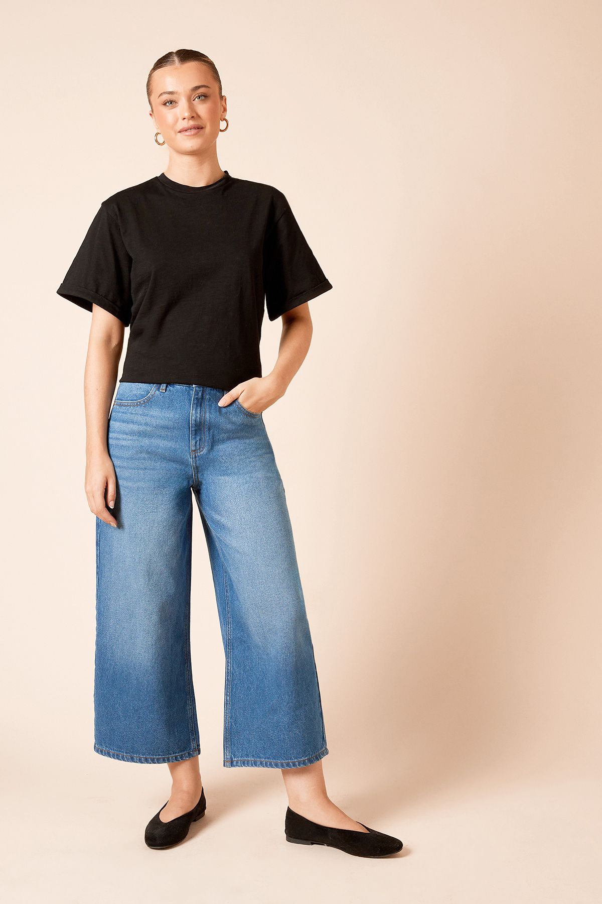 Dorothy Perkins Denim Culotte Jeans Mid Wash image 2