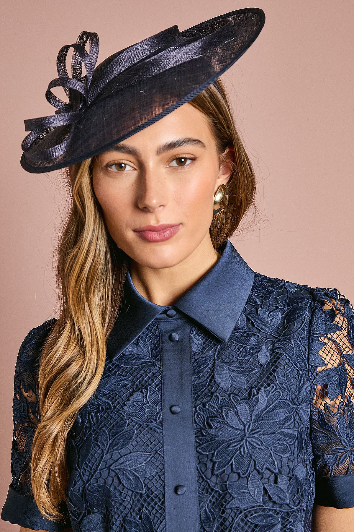 Coast Loop Detail Disc Fascinator Navy