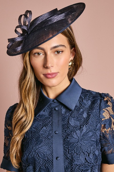 Coast Loop Detail Disc Fascinator Navy