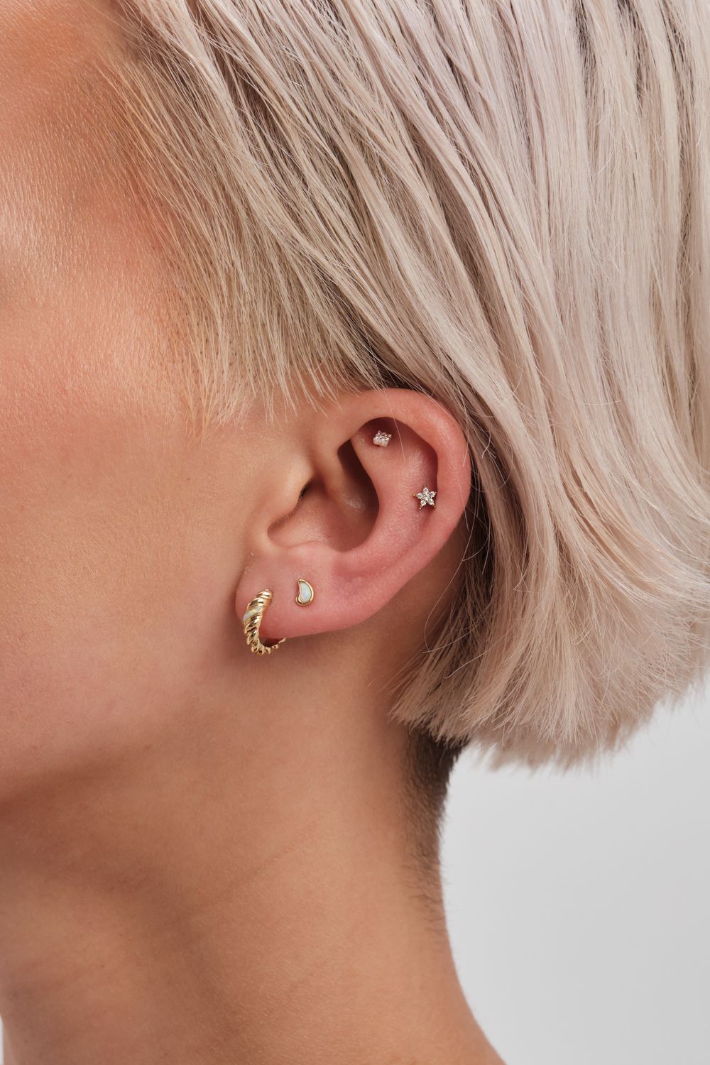 Inicio 14K Real Gold Plated Recycled Opal Hoop Earrings - Gift Pouch image 4