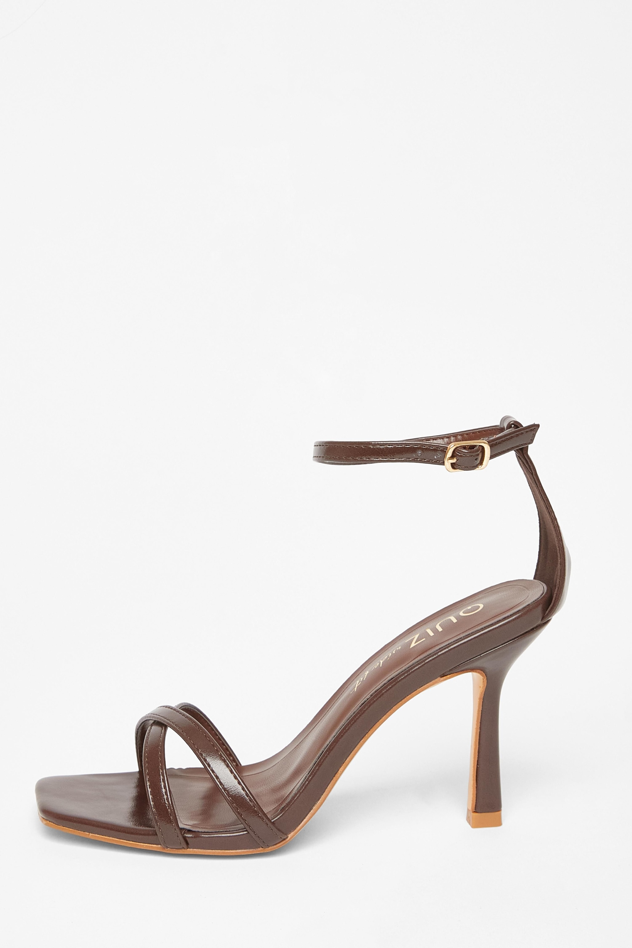 Quiz Brown Wide Fit Barely There Heels image 3