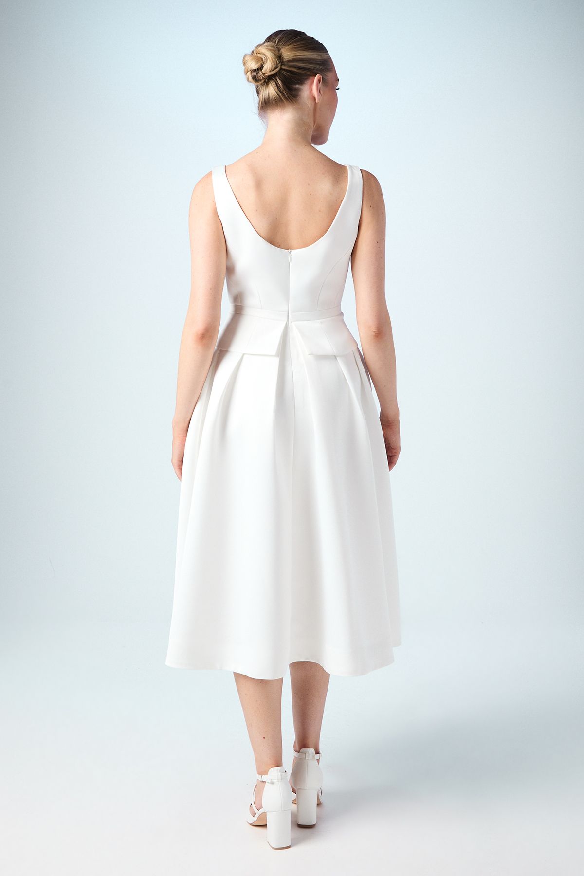 Coast V Neck Bow Detail Full Skirted Midi Wedding Dress Ivory image 3