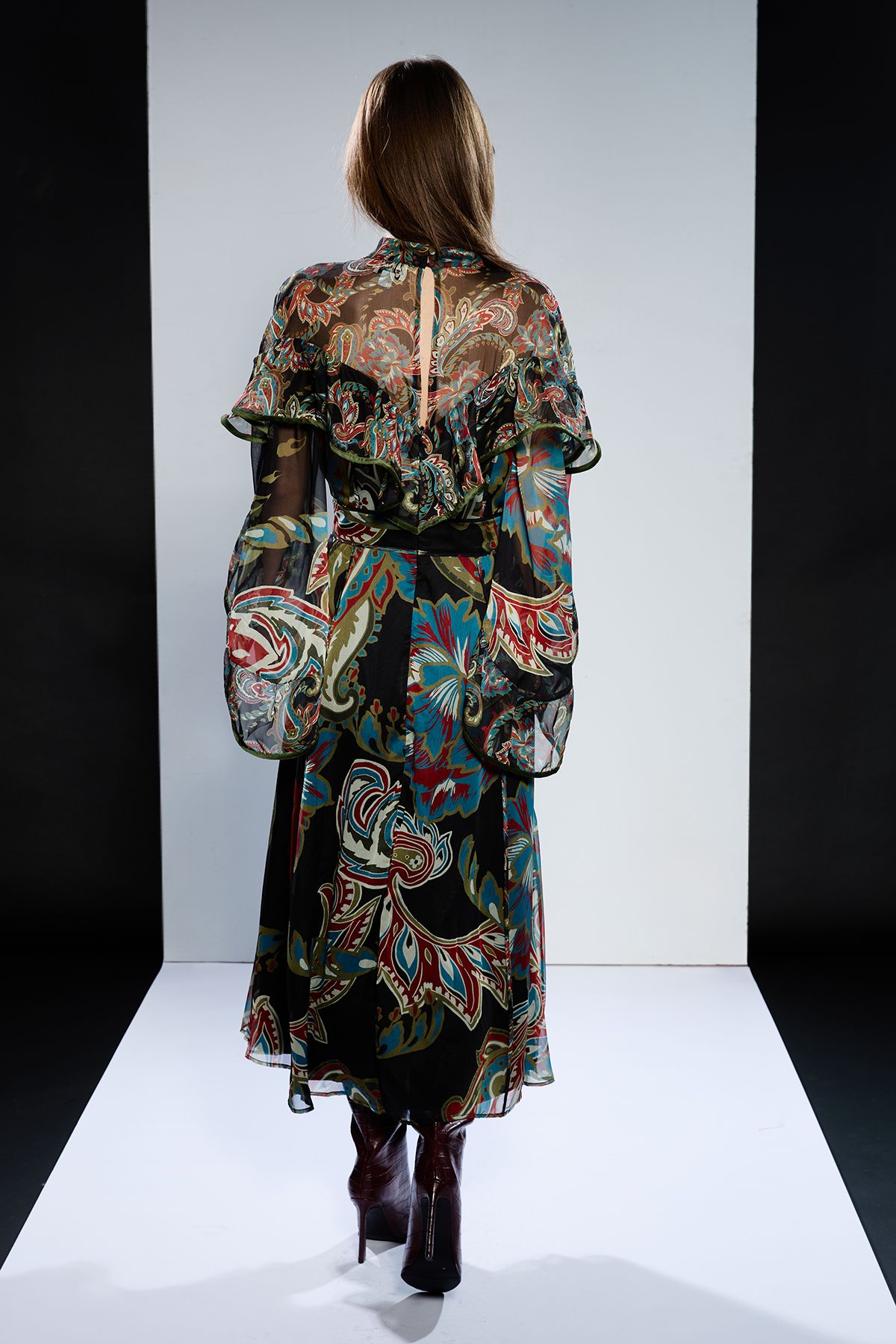 RUNWAY 1.8.1.8 Runway 1.8.1.8 Wide Sleeve High Neck Maxi Dress Multi image 3