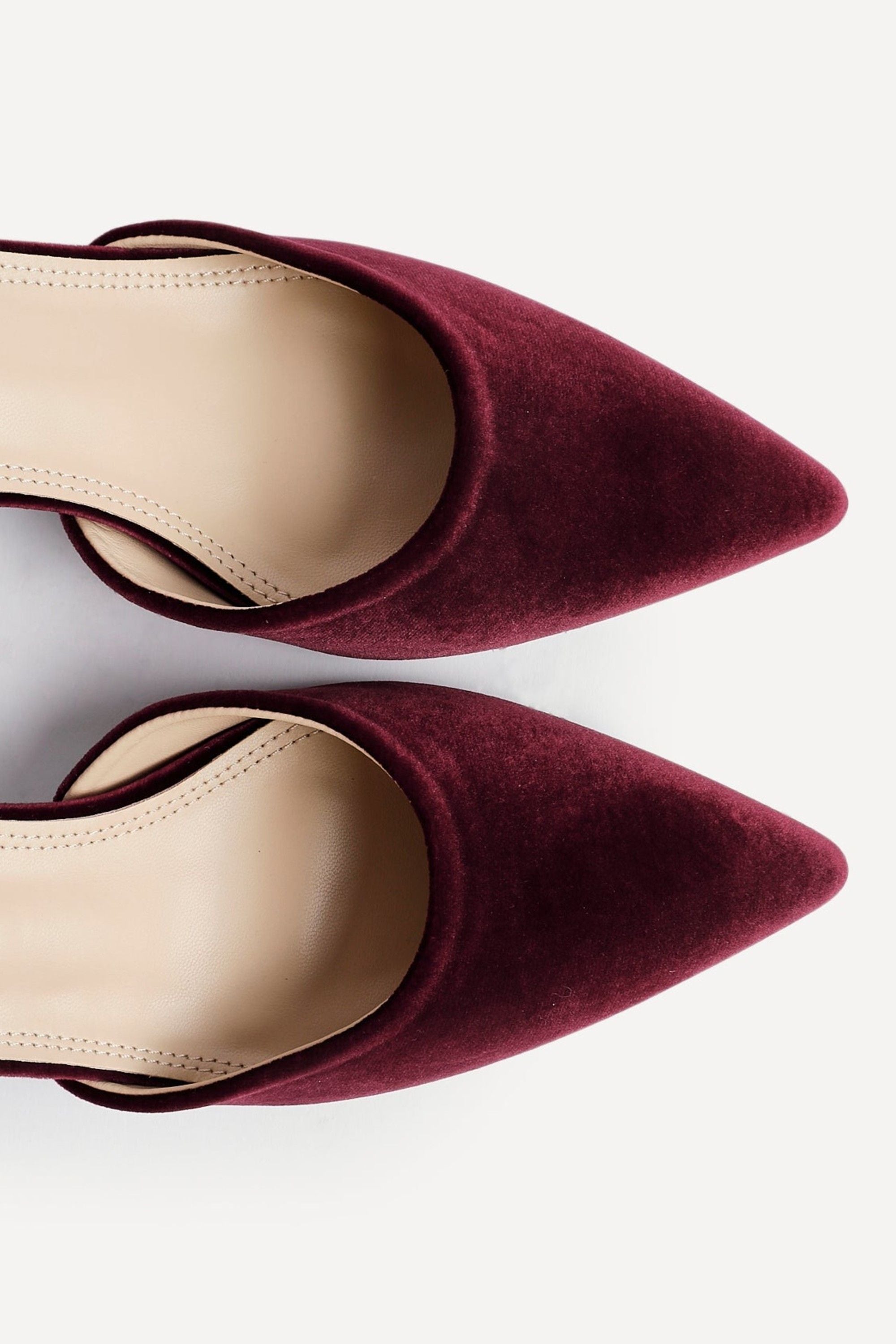 Linzi Glam Burgundy Velvet Pointed Block Heel Courts image 5