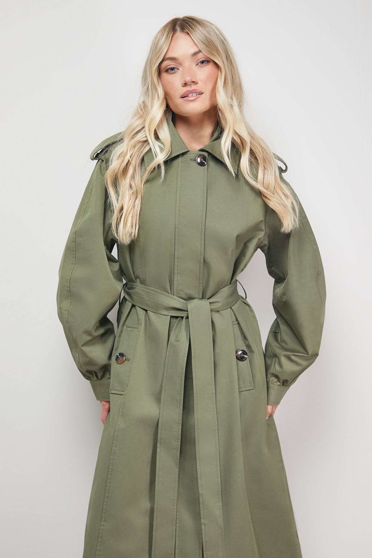 Oasis Trapeze Maxi Trench Khaki image 3
