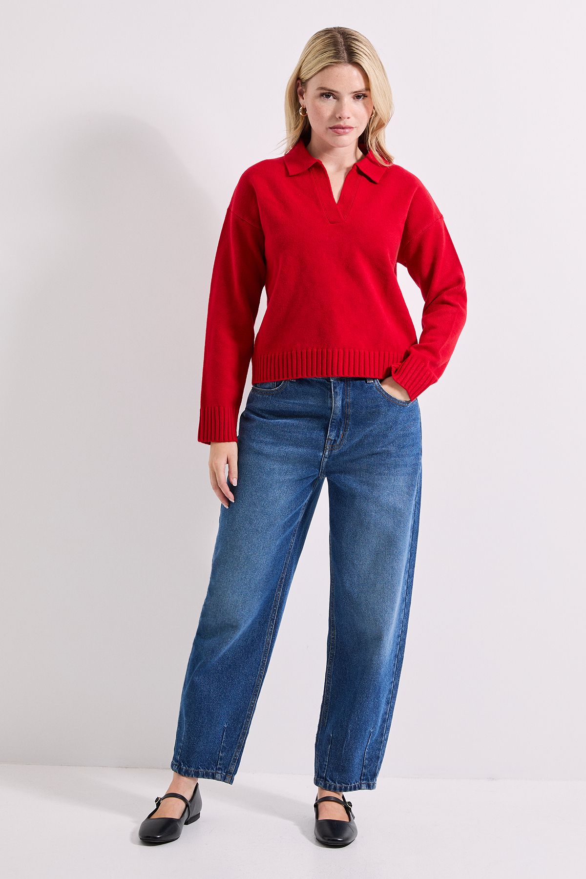 Dorothy Perkins Polo Collared Jumper Red image 2