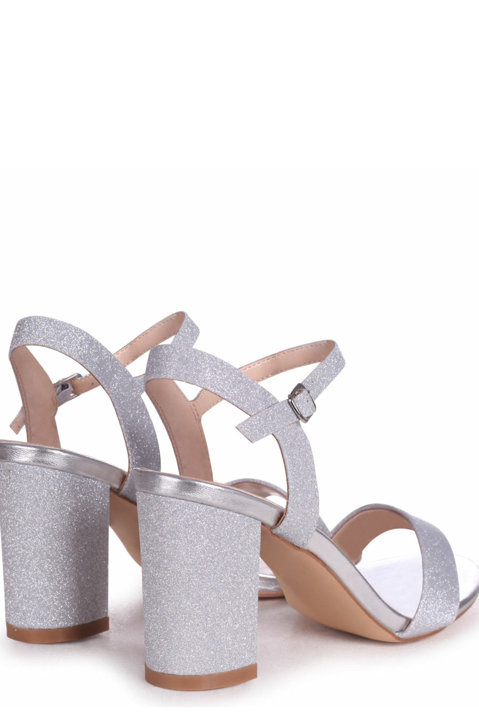 Linzi Skyline Silver Glitter Open Back Barely There Block Heeled Sandal image 4