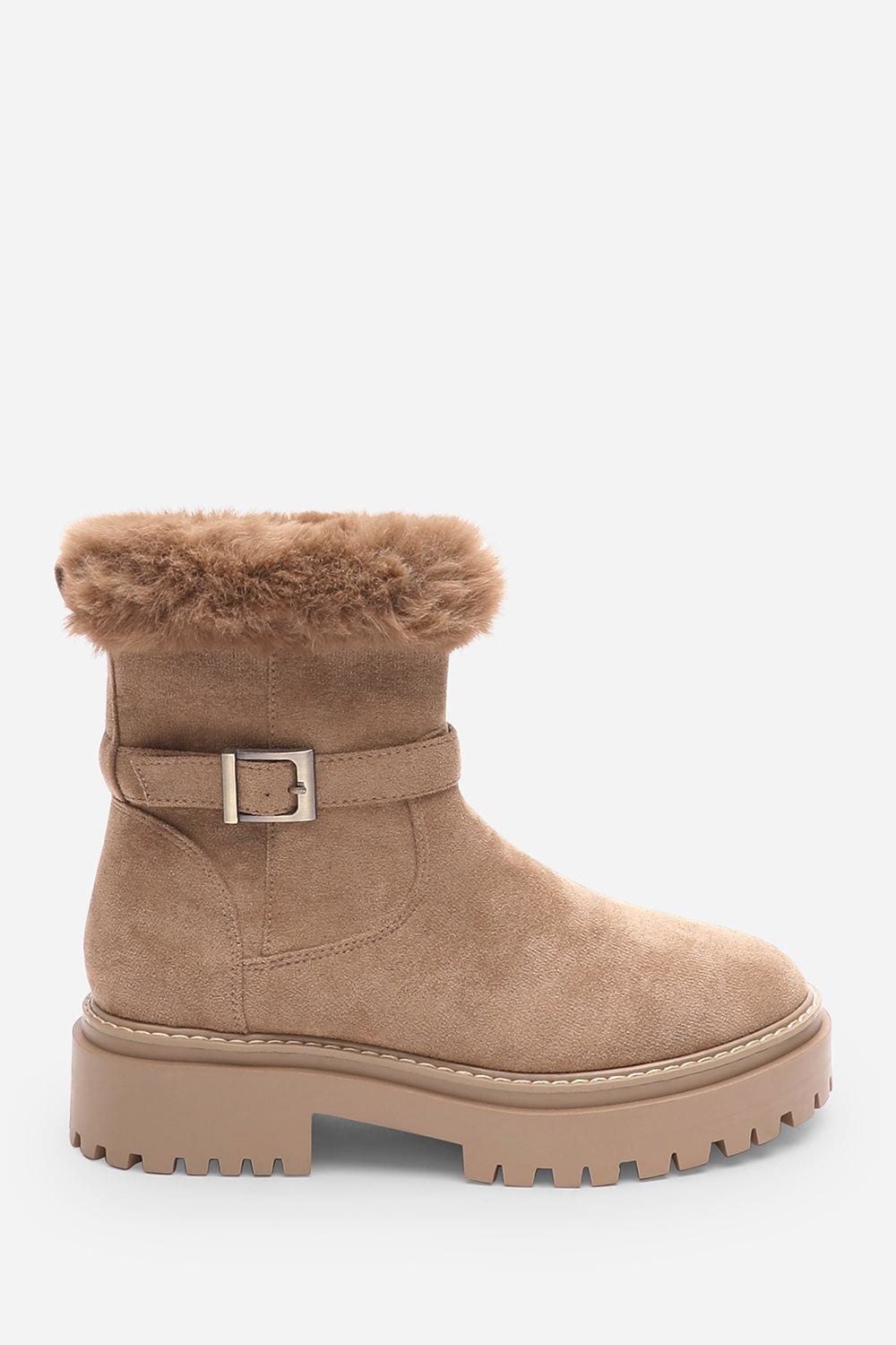Where's That From 'Rayne' Suede Low Heel Ankle Boots with Faux Fur Cuff Buckle Detail image 2