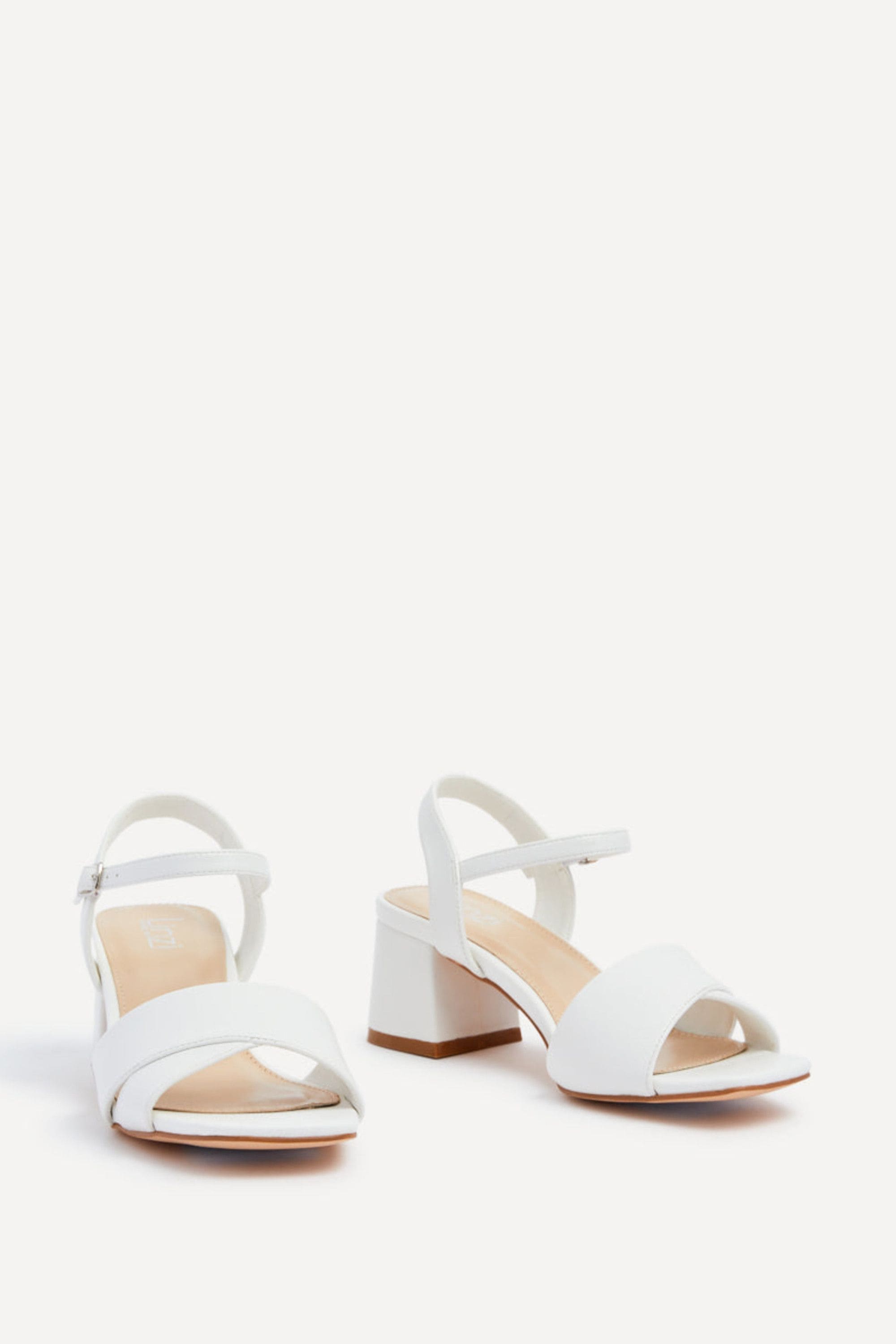 Linzi Vivian Wide Fit White Faux Leather Block Heeled Sandals image 3