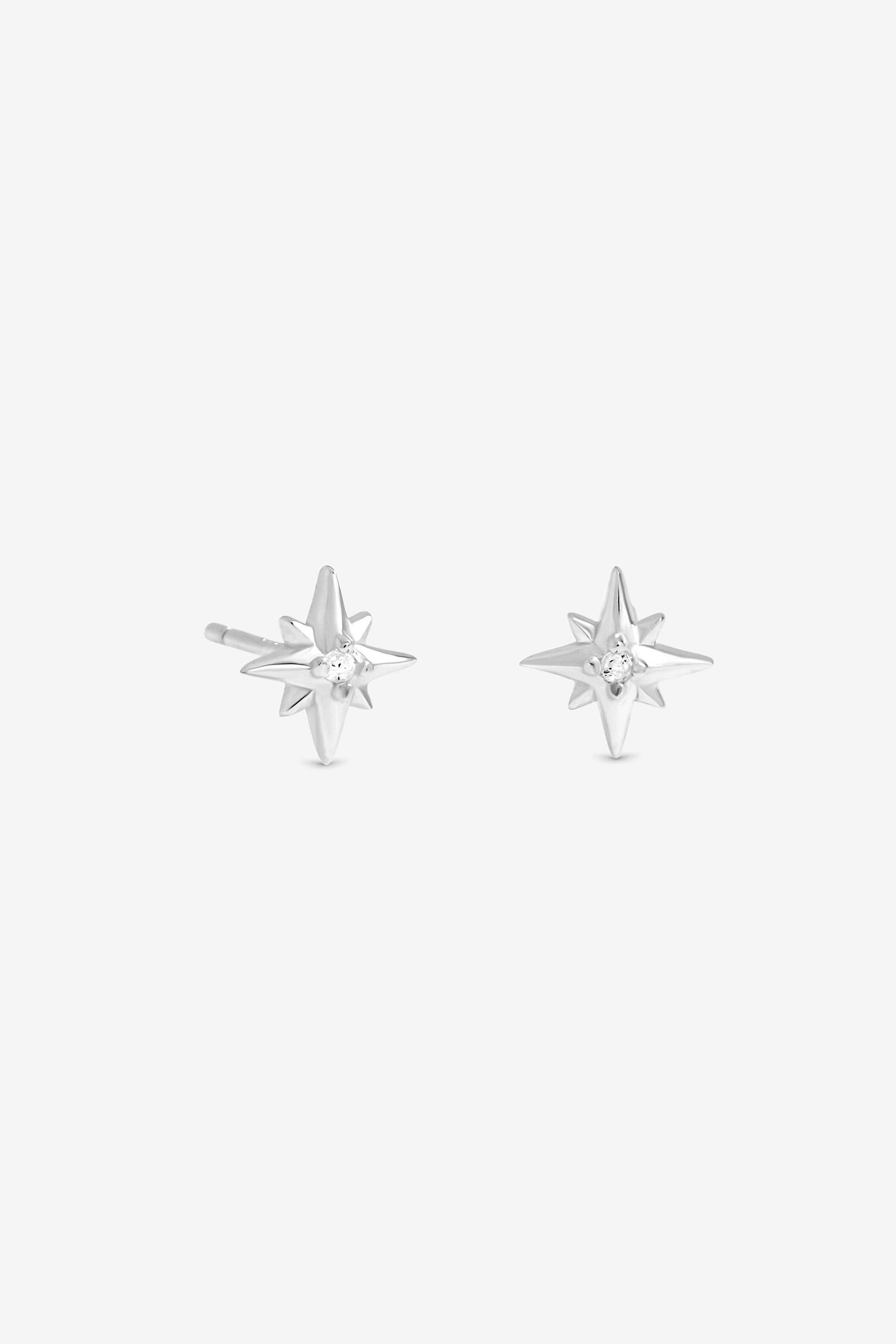 Simply Silver Sterling Silver 925 Polished and Cubic Zirconia Star Earrings - Gift Sleeve image 2
