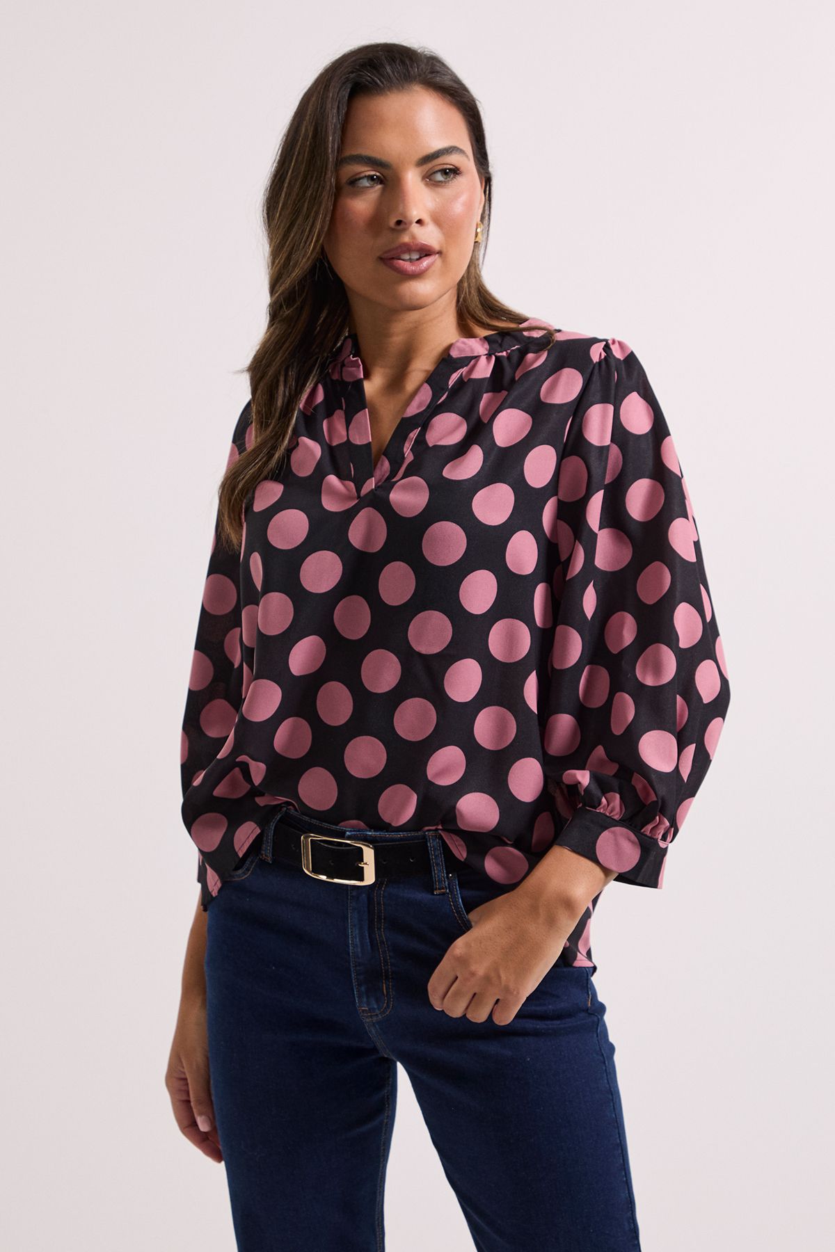 Dorothy Perkins Spot Printed Overhead Shirt Black