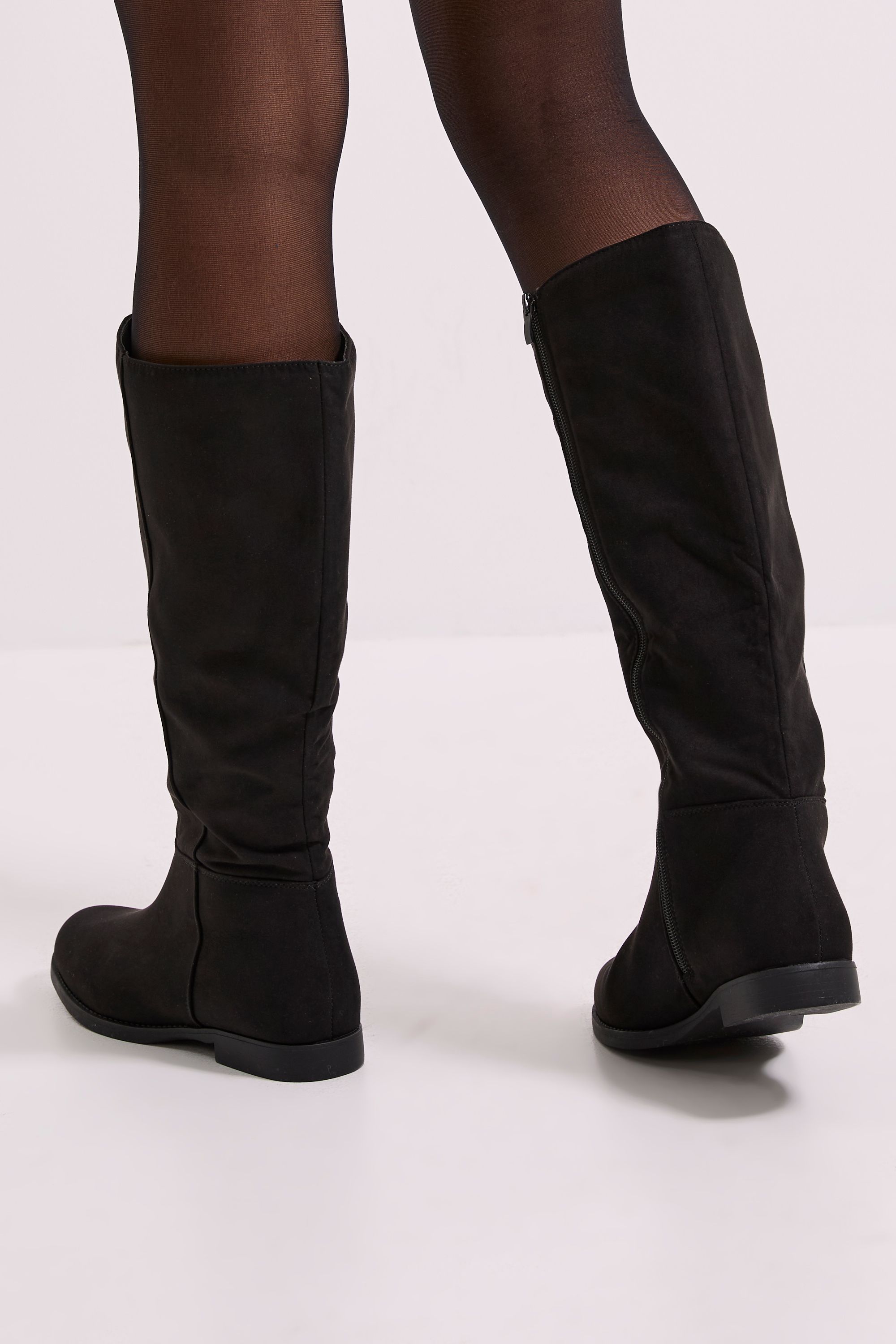 Dorothy Perkins Wide Fit Karla Knee High Flat Boots Natural Black image 4