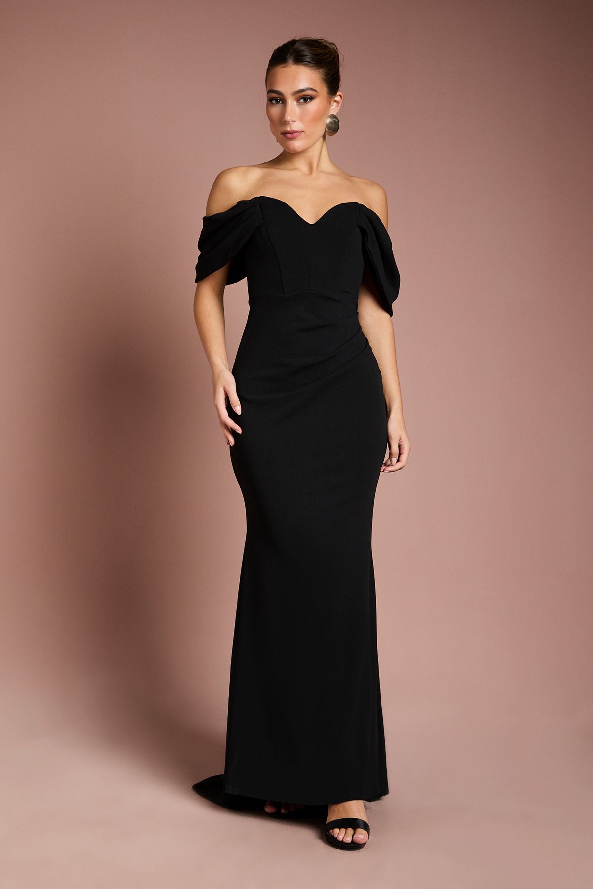Coast Bardot Stretch Fishtail Maxi Dress Black image 1