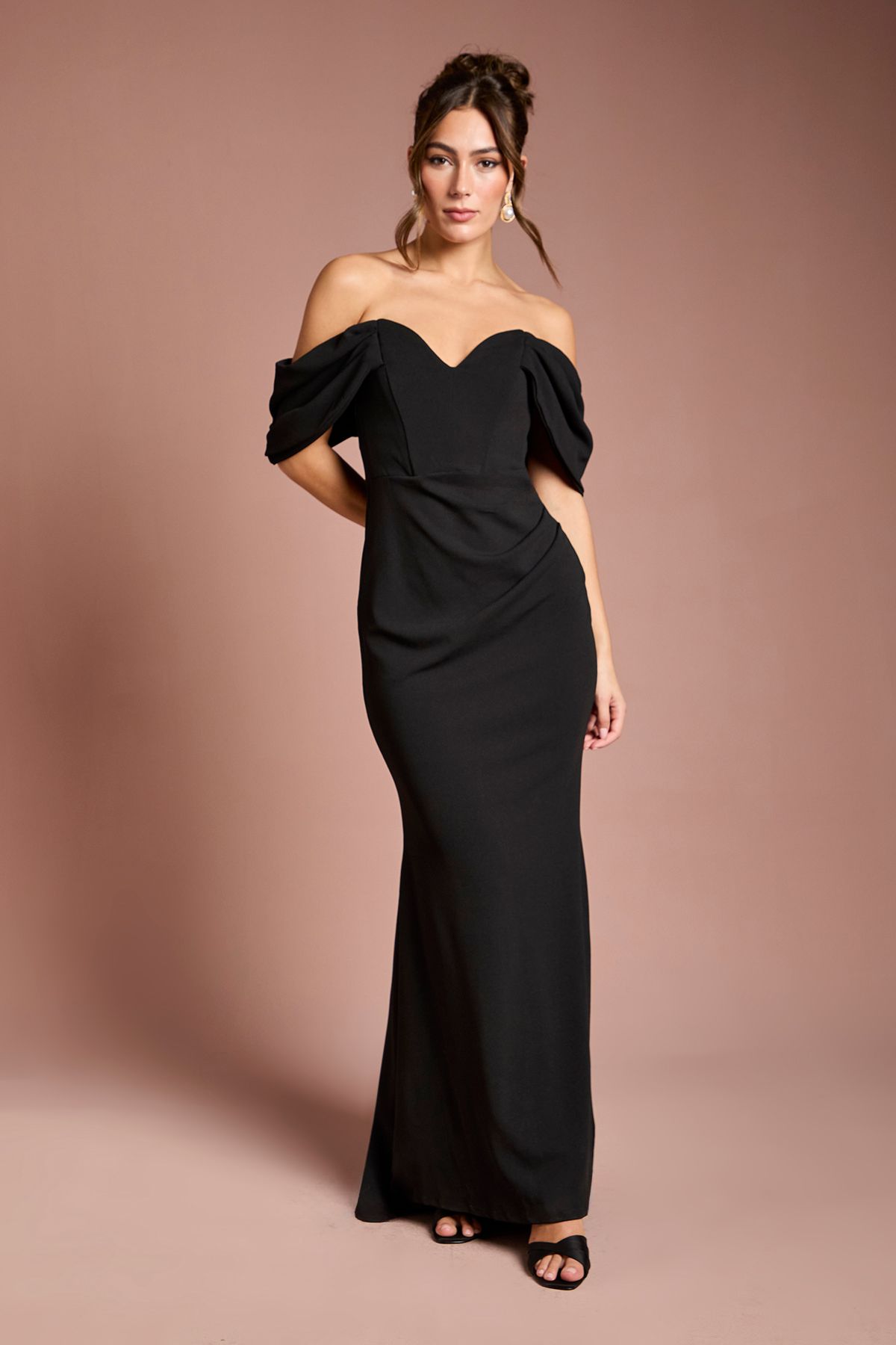 Coast Bardot Stretch Fishtail Maxi Dress Black