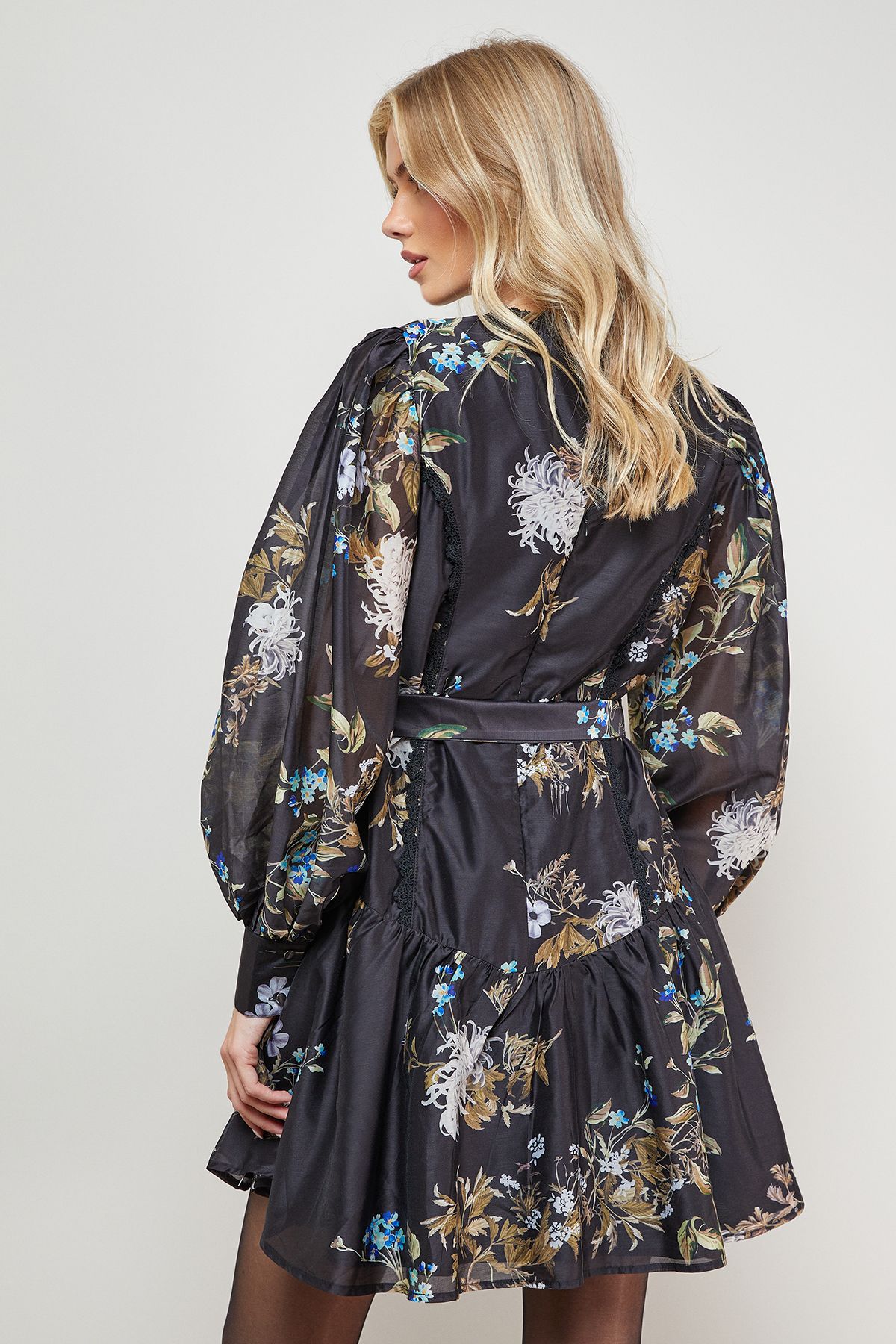 Oasis Flippy Hem Belted Mini Dress Multi image 4