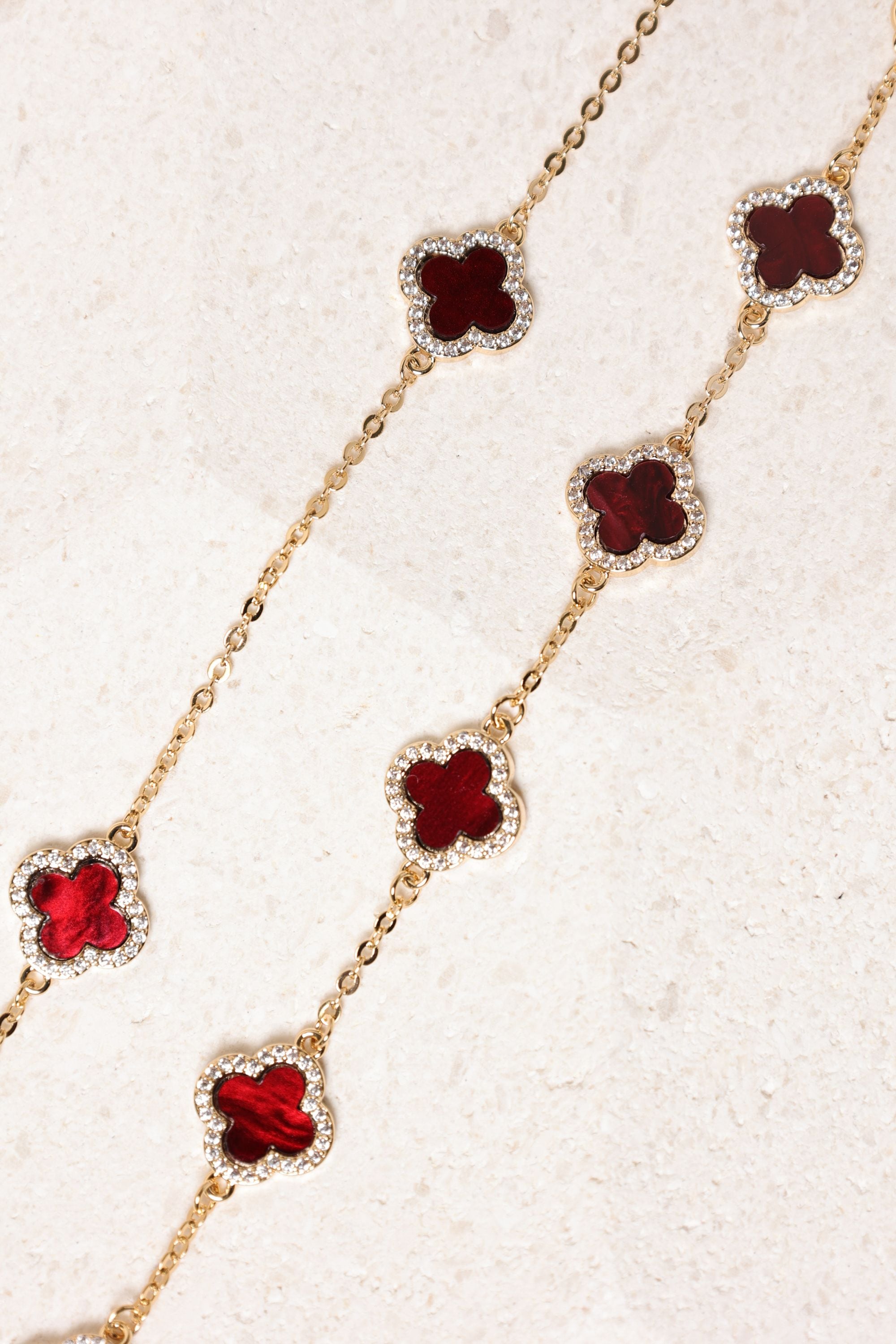 Jon Richard Gold Plated Carnelian Station Clover Necklace image 5