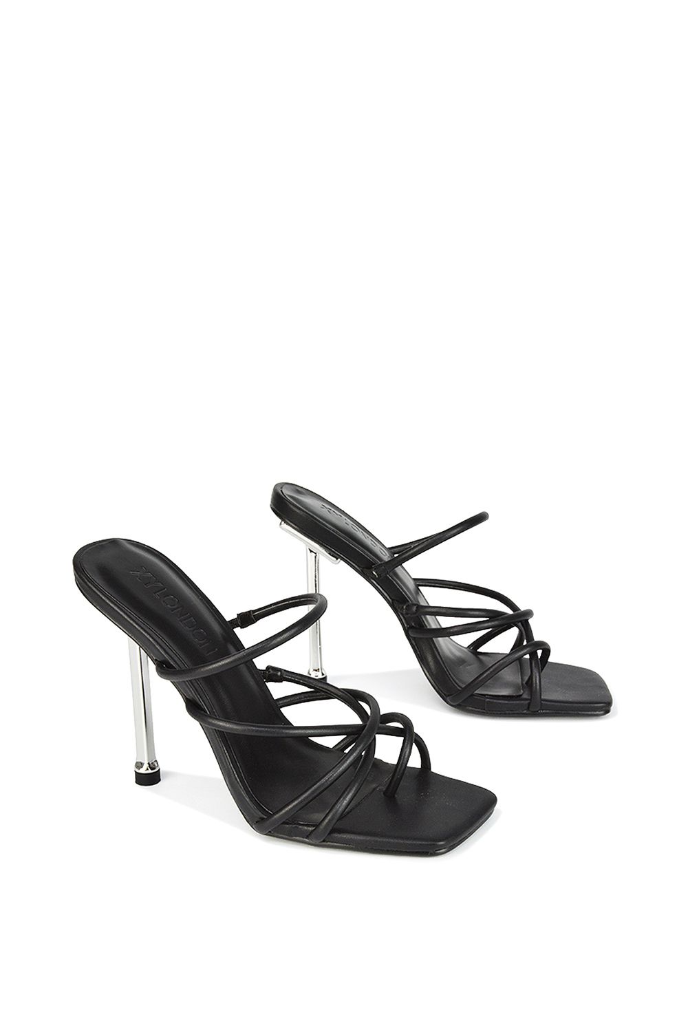 XY London 'Raelynn' Strappy Square Toe Metallic Stiletto High Heels image 4