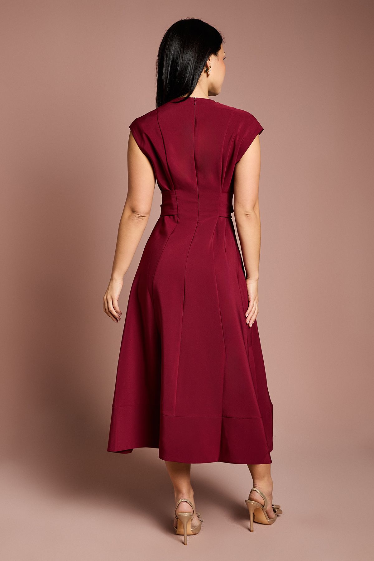 Coast Petite Belted Crepe Dress Wine image 3