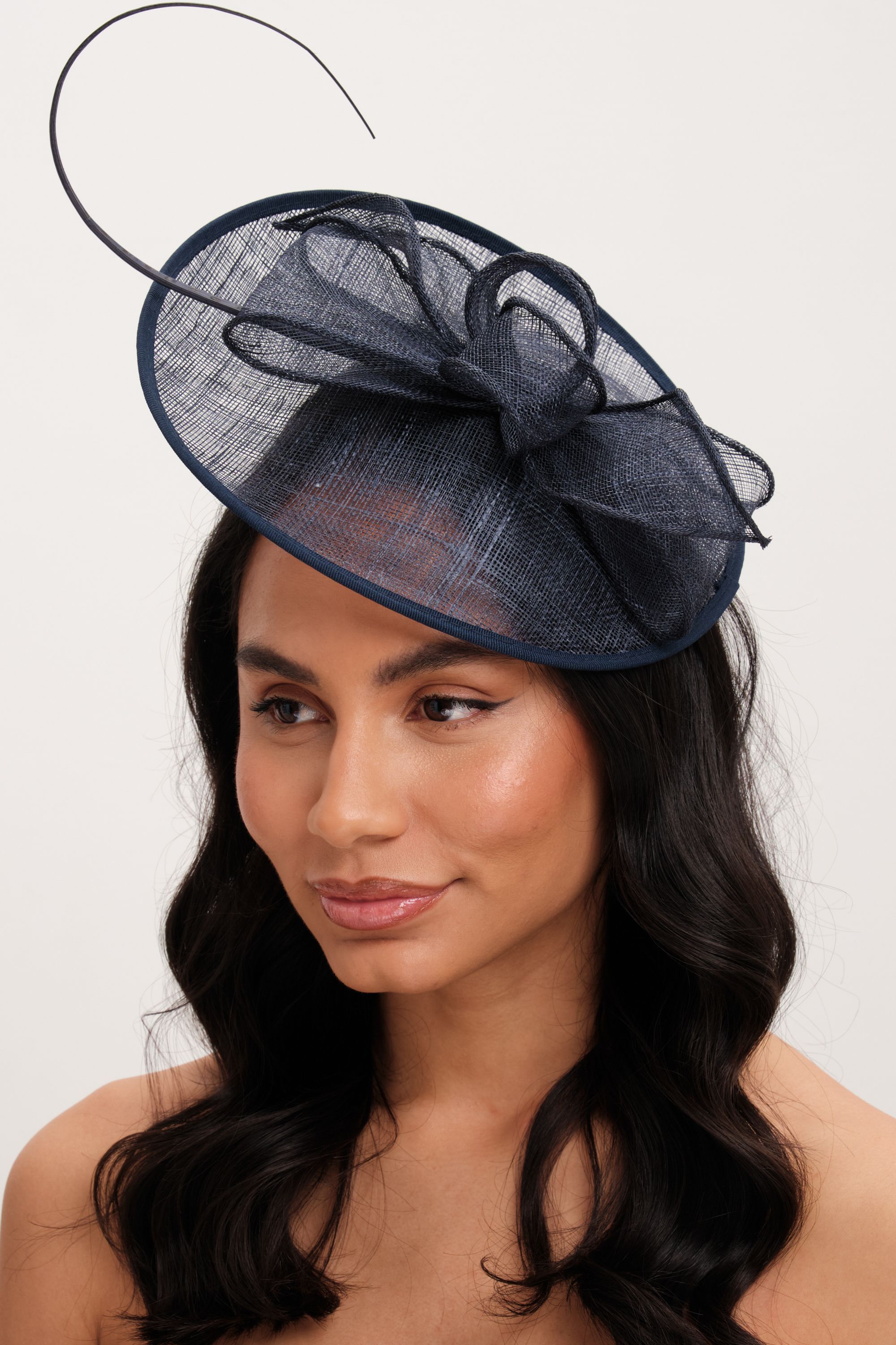Jon Richard Navy Woven Bow Fascinator image 2