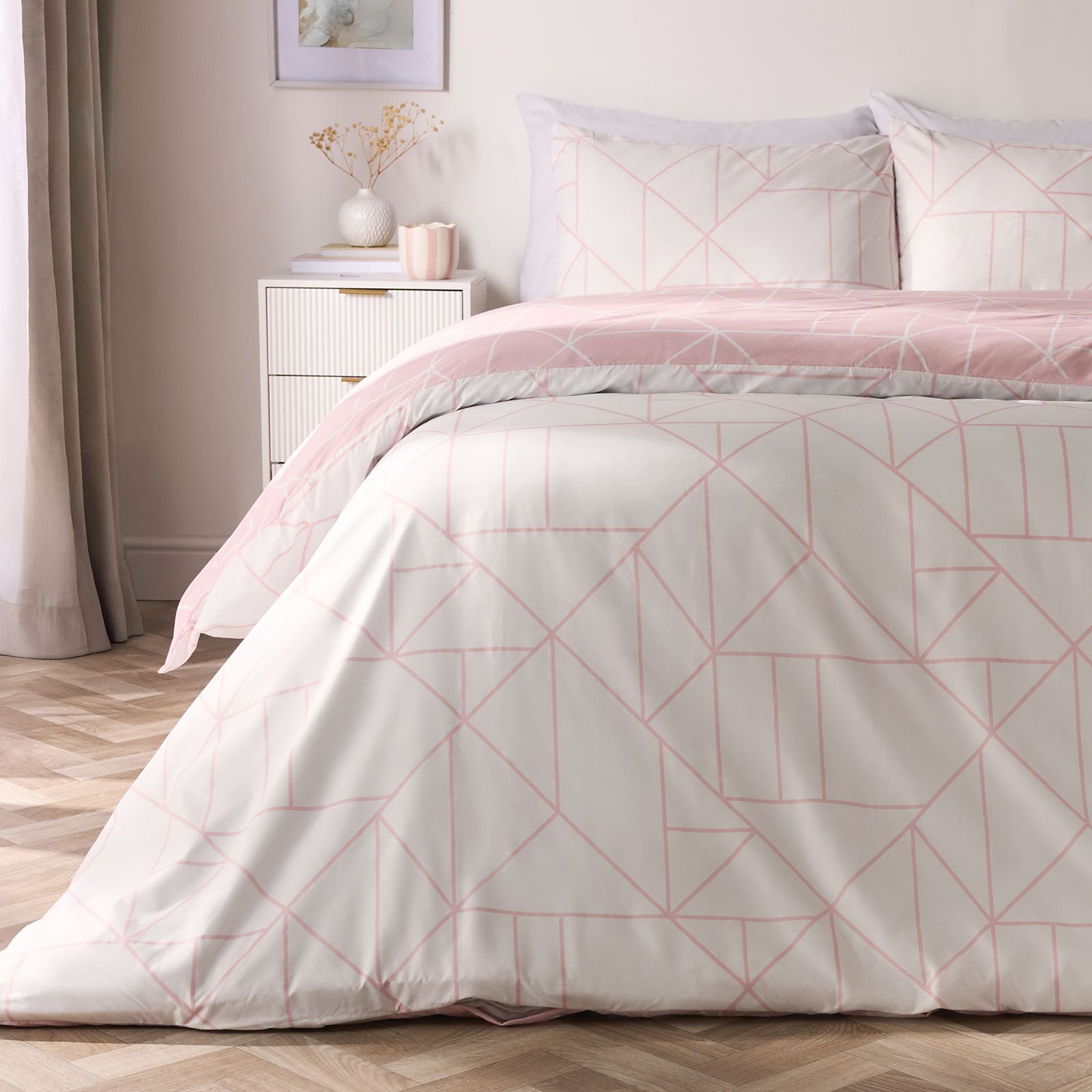 OHS Geometric Reversible Bedding Set Soft Duvet Cover with Pillowcase image 2