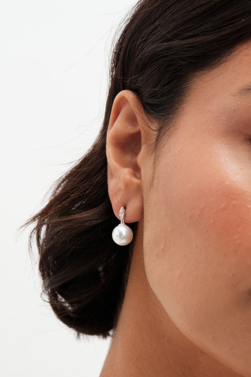 Simply Silver Sterling Silver 925 Cubic Zirconia Linear Navette Drop Earrings image 2