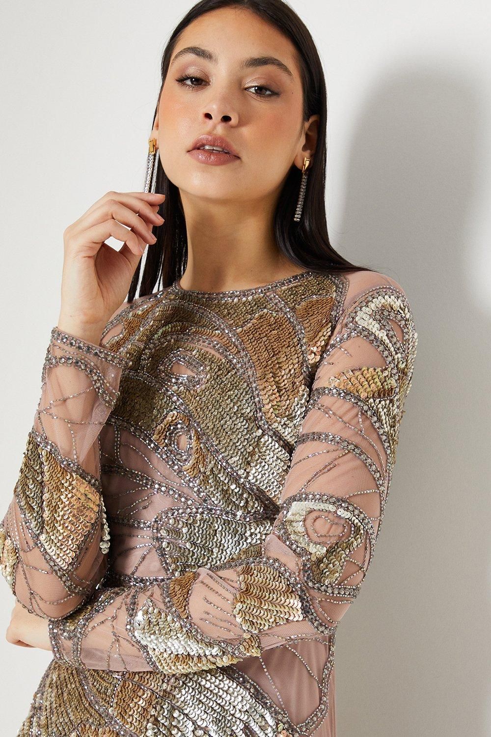 Coast Premium Hand Embellished Maxi Dress Blush image 2